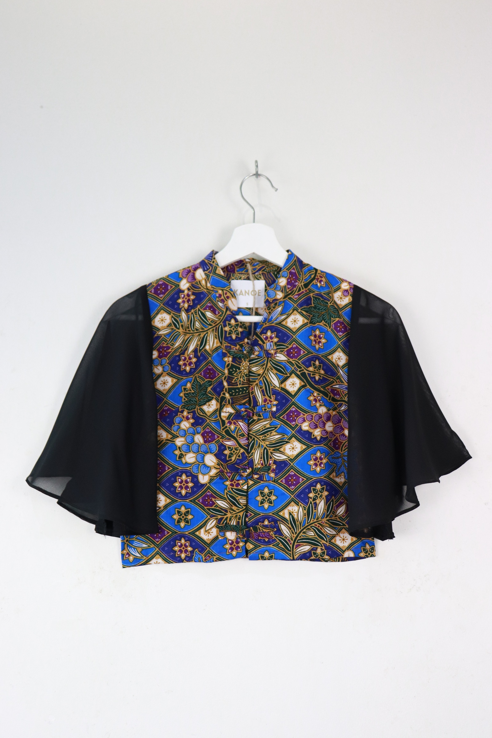 Sheer Sleeve Batik Top - Royal Argyle 