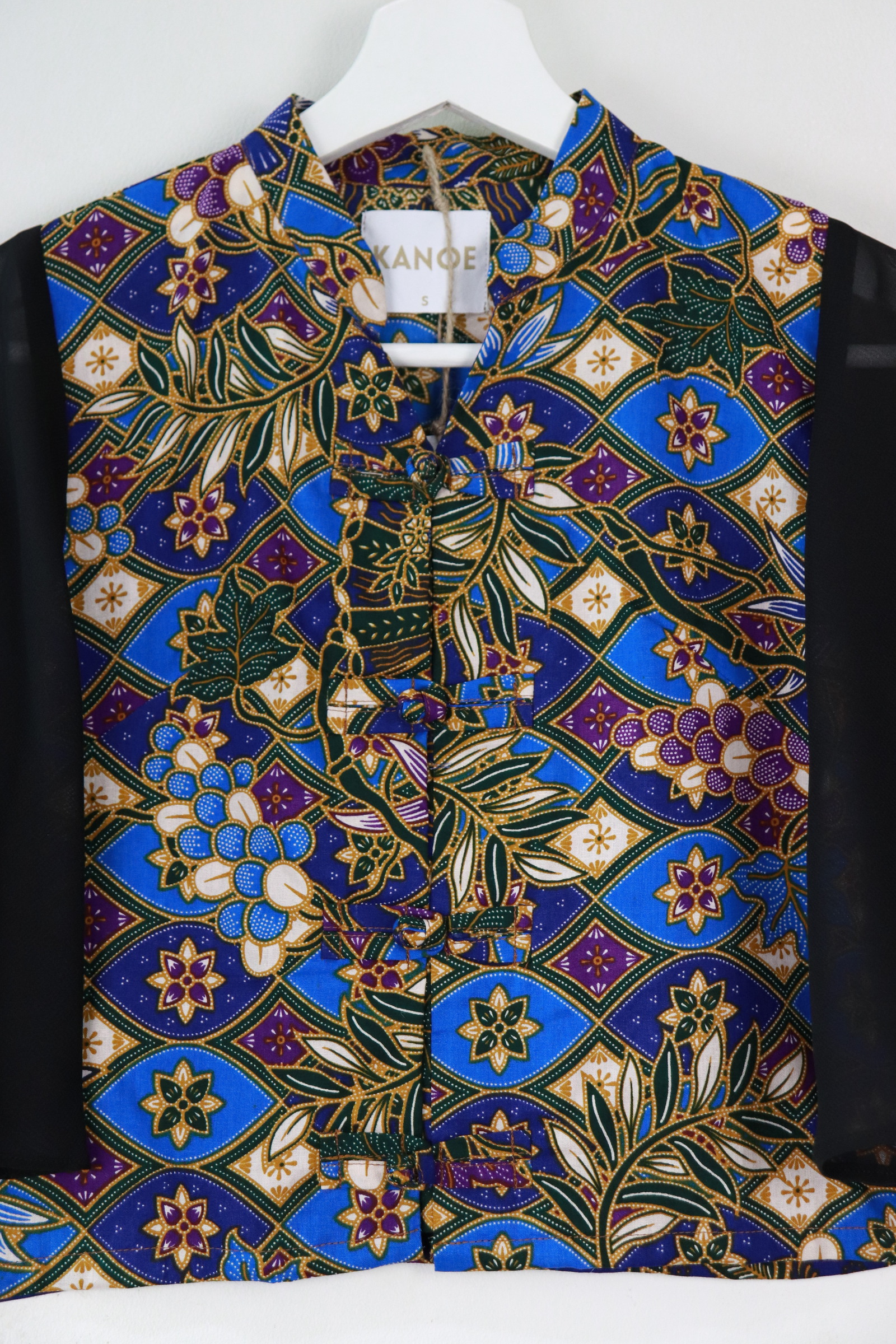 Sheer Sleeve Batik Top - Royal Argyle 