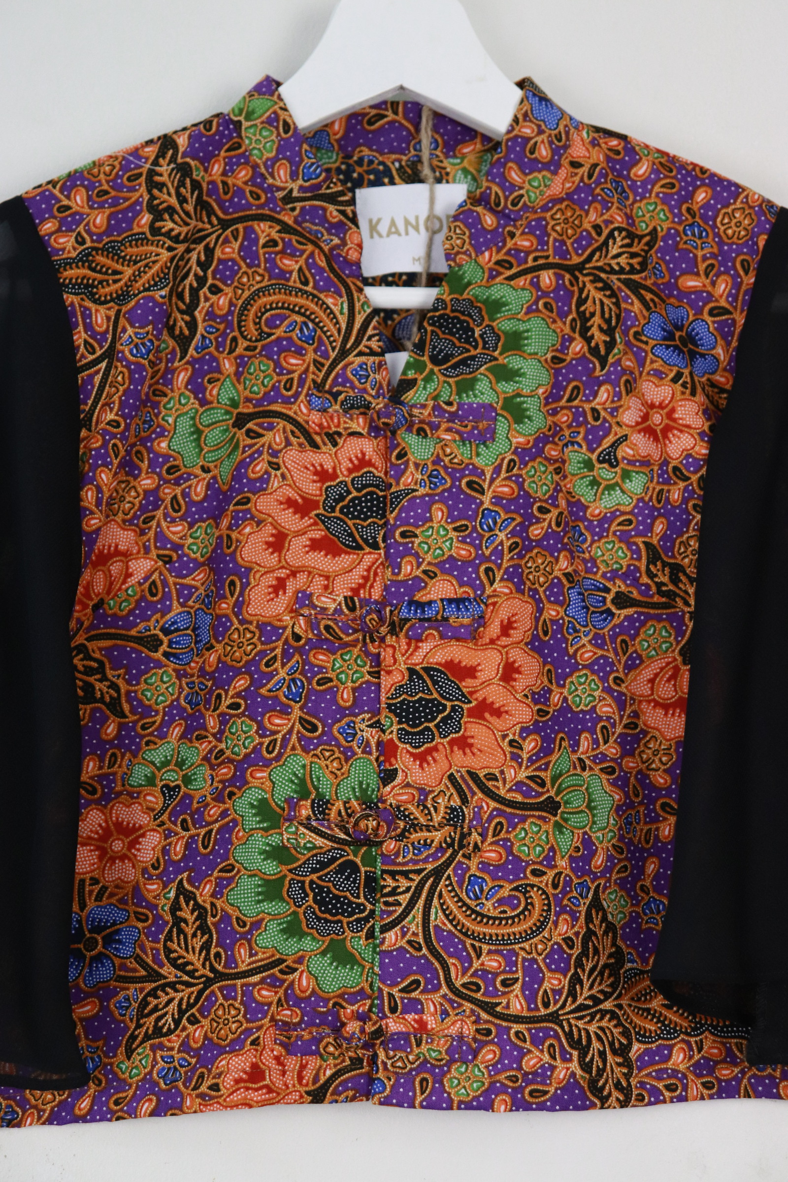 Sheer Sleeve Batik Top - Zi Yun [ M ]