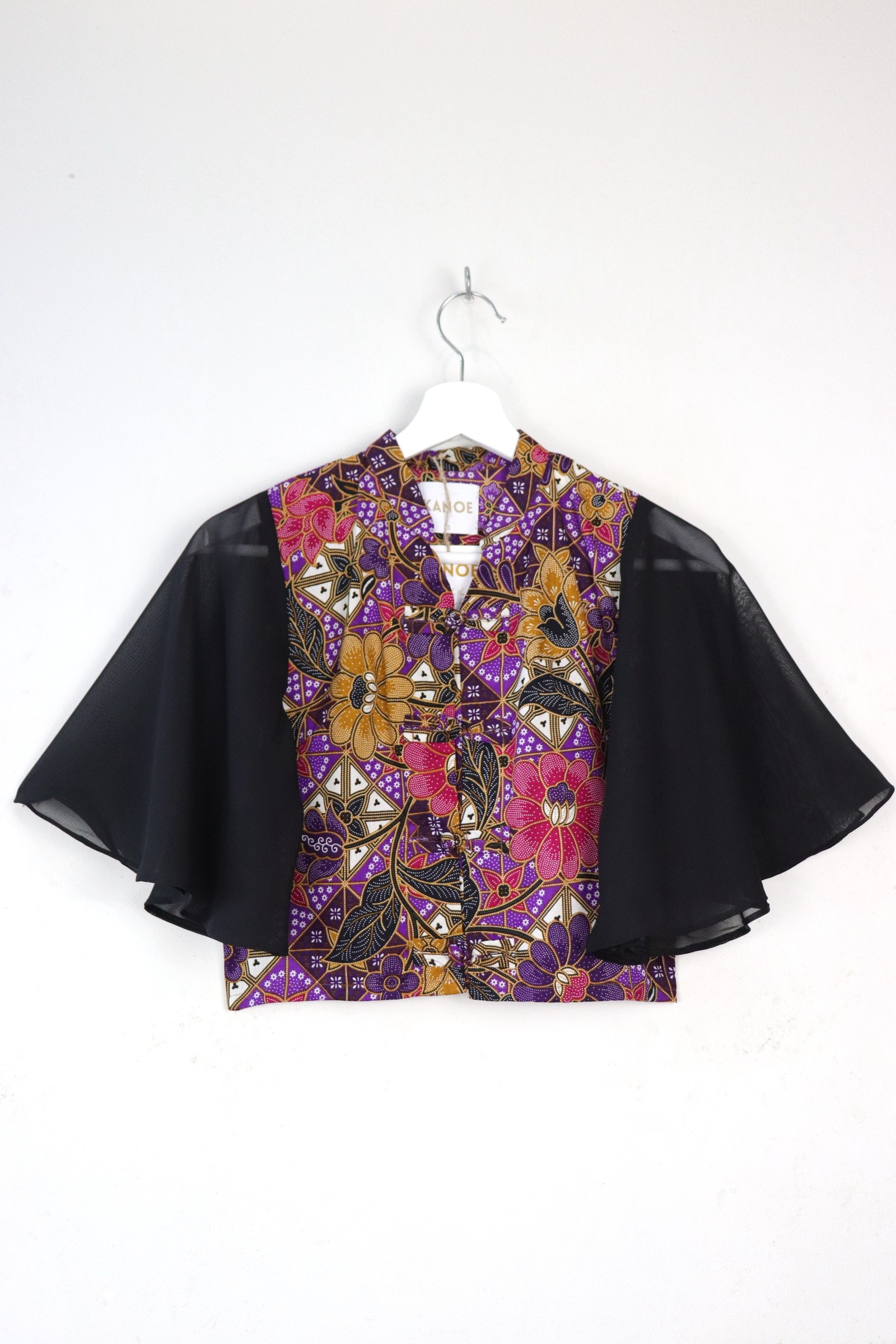 Sheer Sleeve Batik Top - Twilight Potion