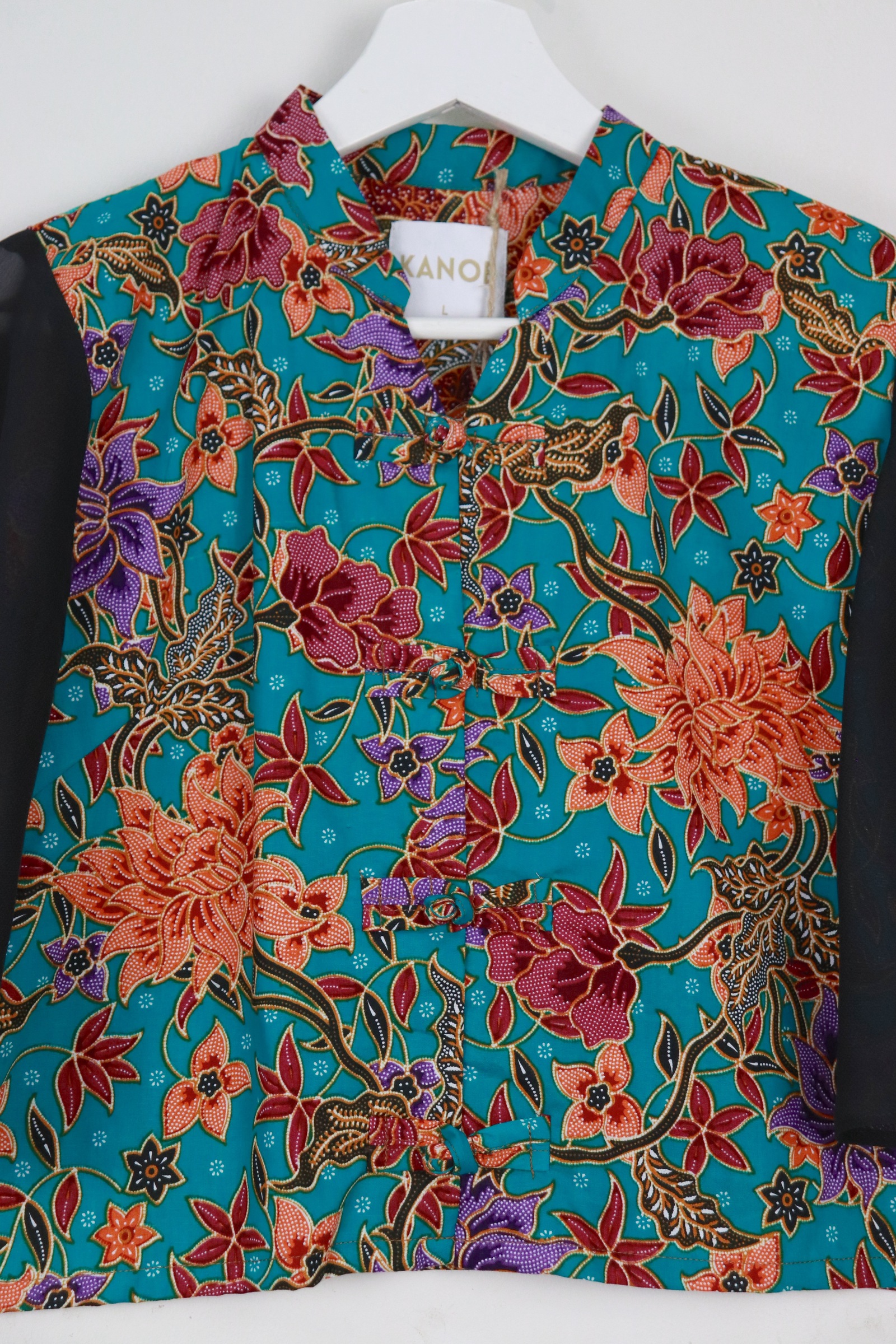 Sheer Sleeve Batik Top - Jing Qi [ L ]