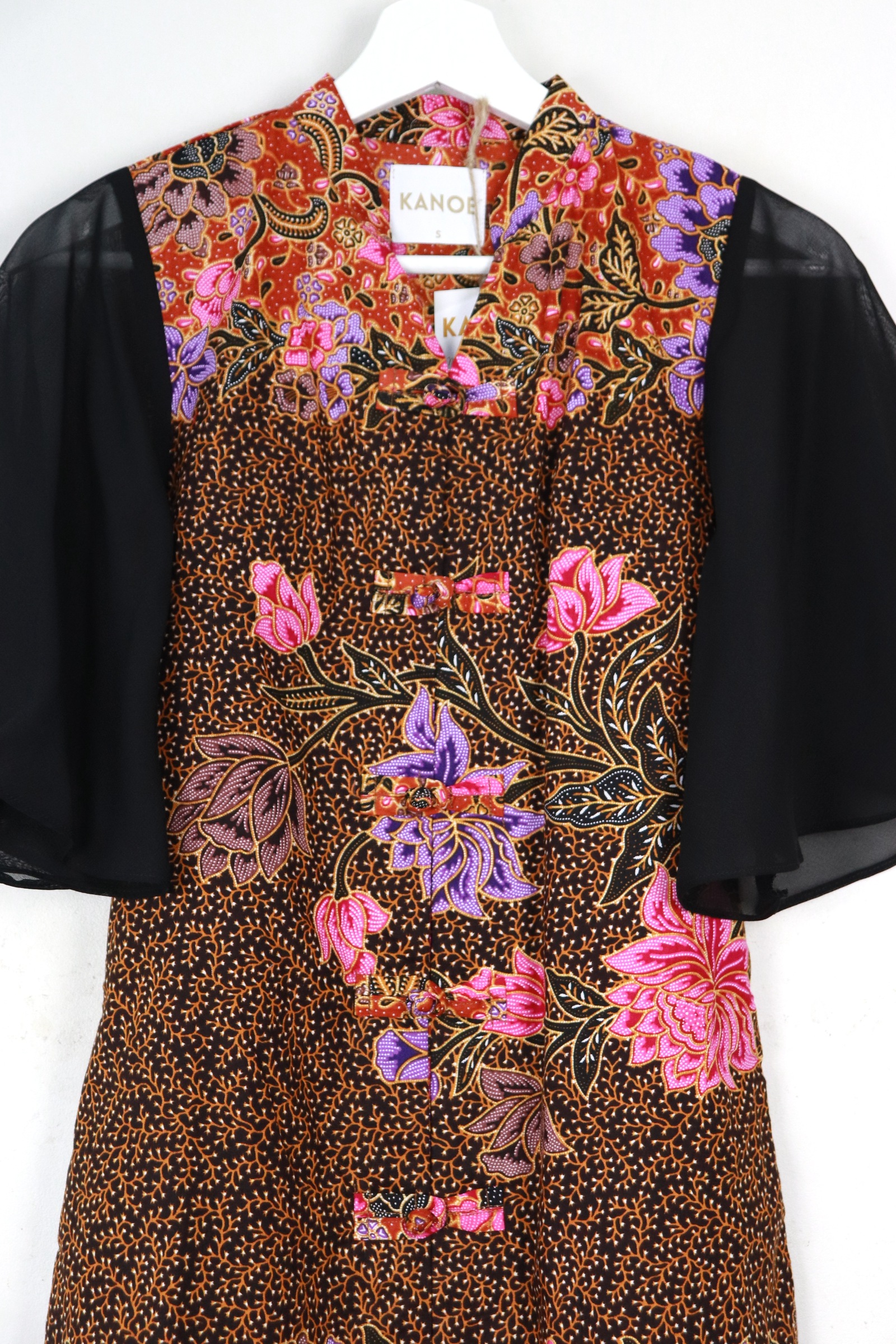 Sheer Sleeve Batik Dress - Amber Raven