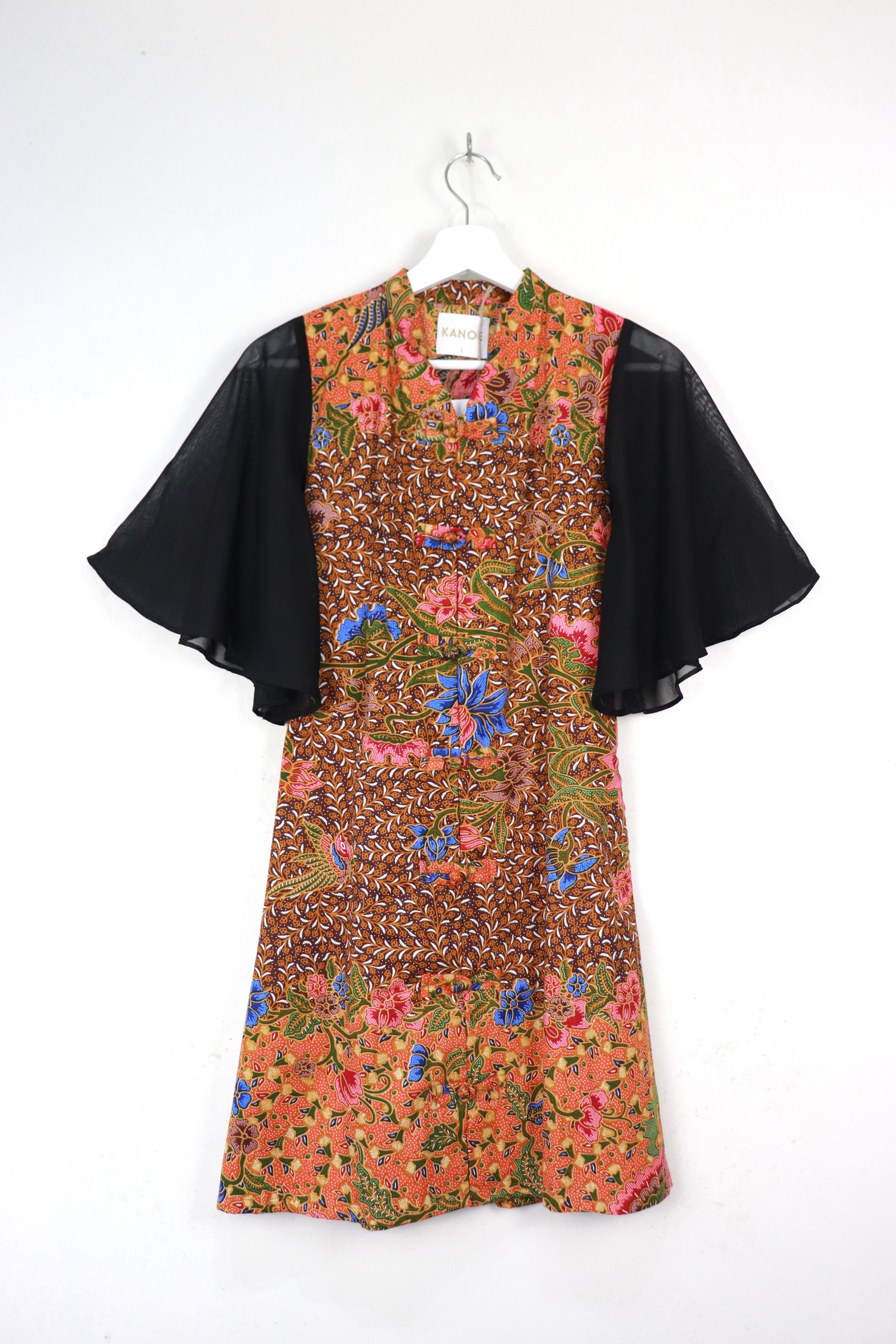 Sheer Sleeve Batik Dress - Apricot Li 