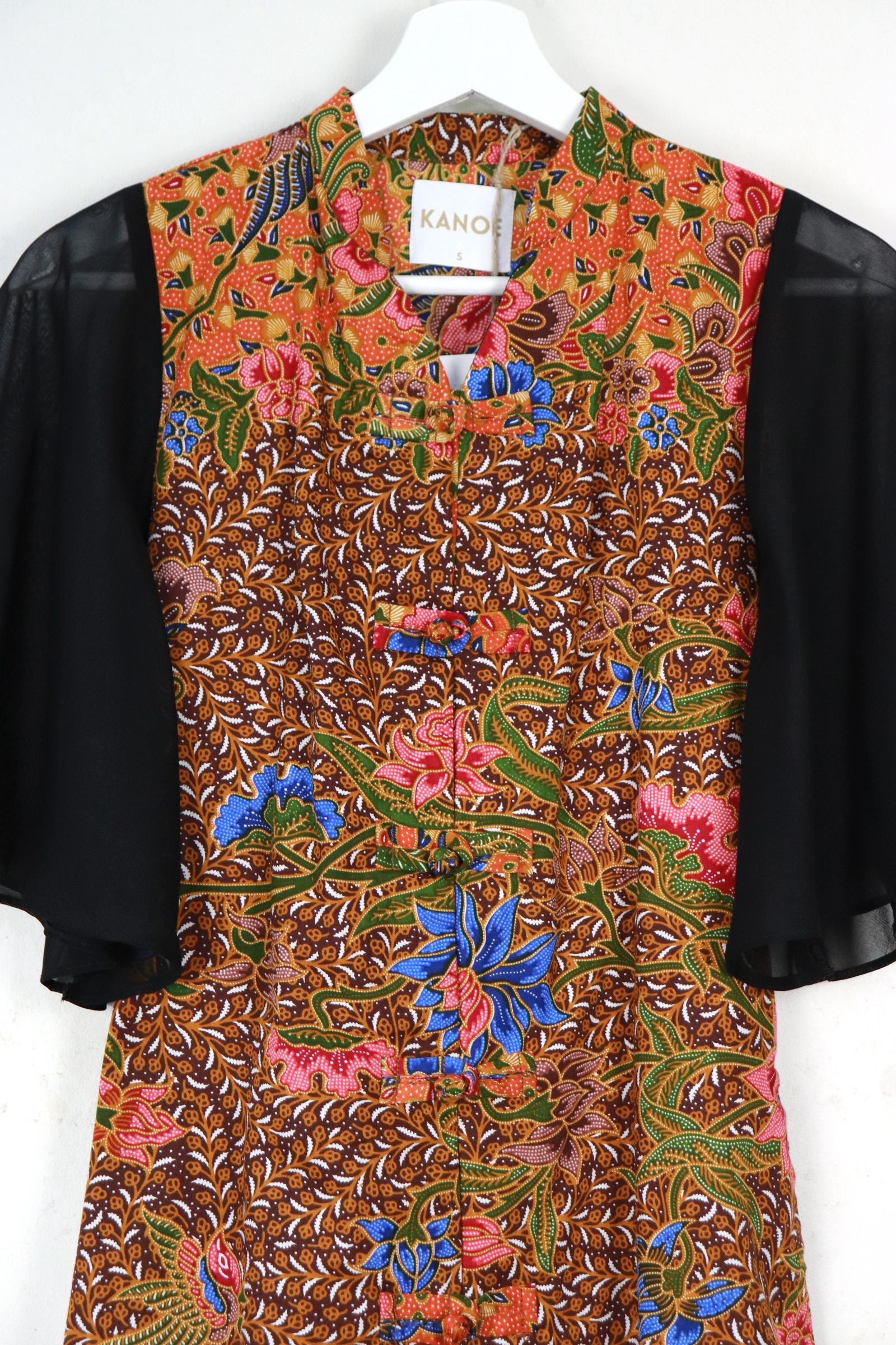 Sheer Sleeve Batik Dress - Apricot Li 