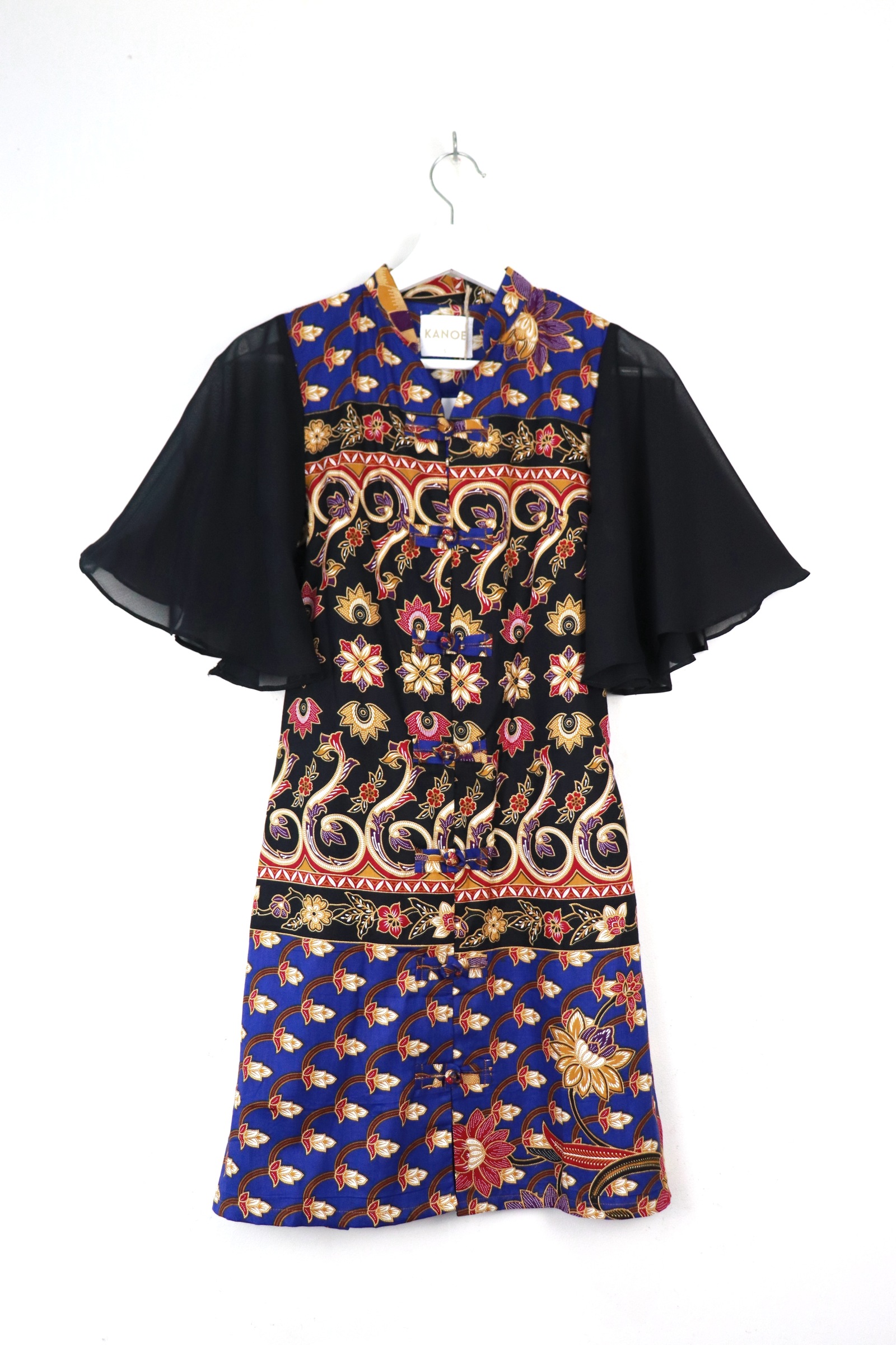 Sheer Sleeve Batik Dress - Midnight Lan
