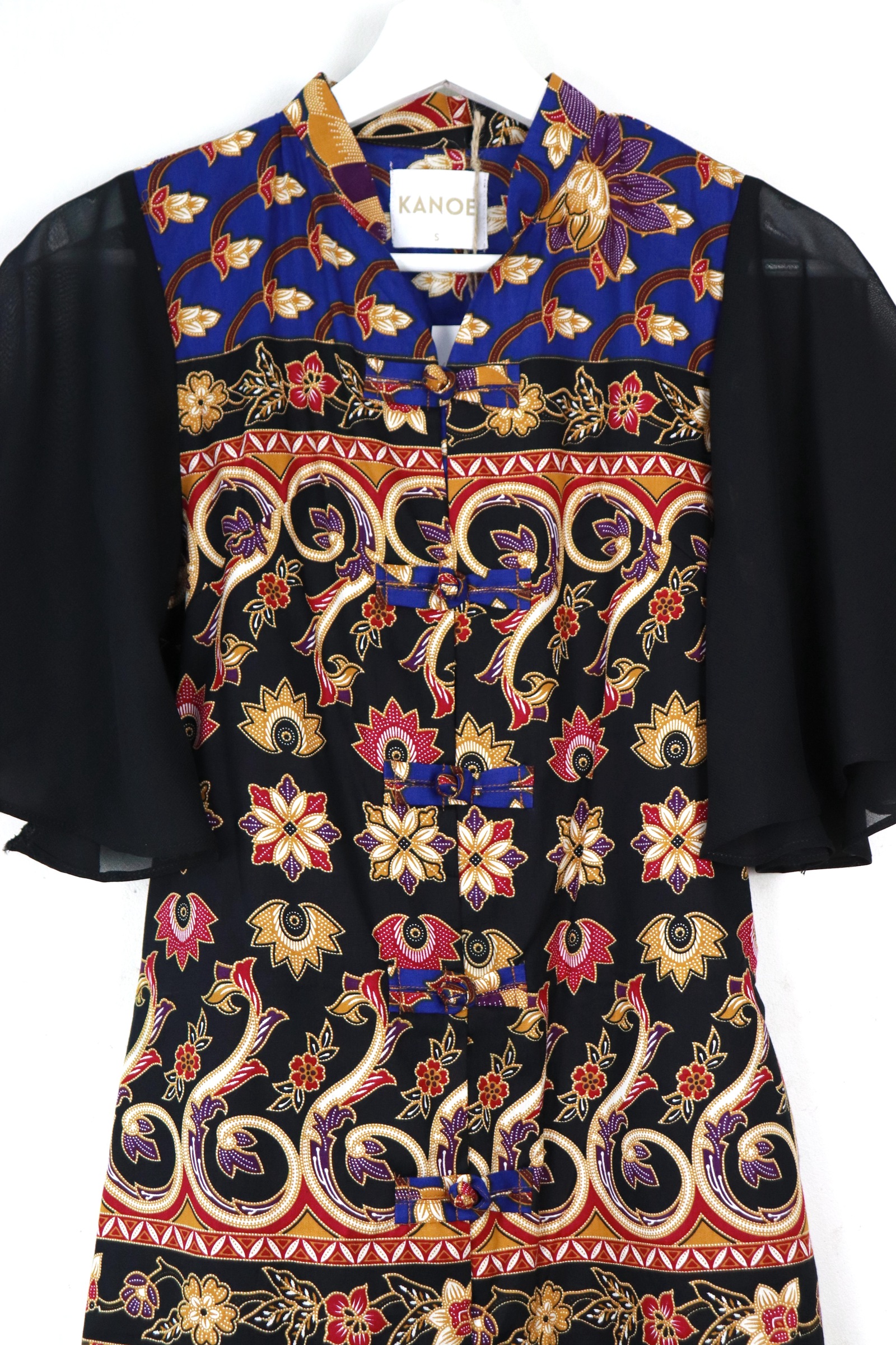 Sheer Sleeve Batik Dress - Midnight Lan