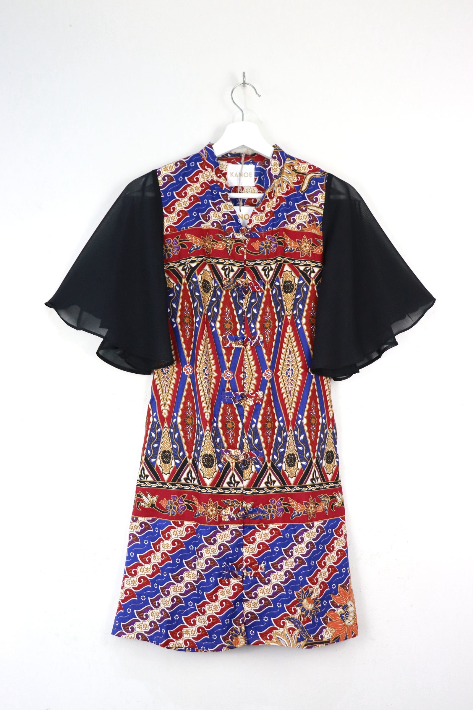 Sheer Sleeve Batik Dress - Skittles Mei