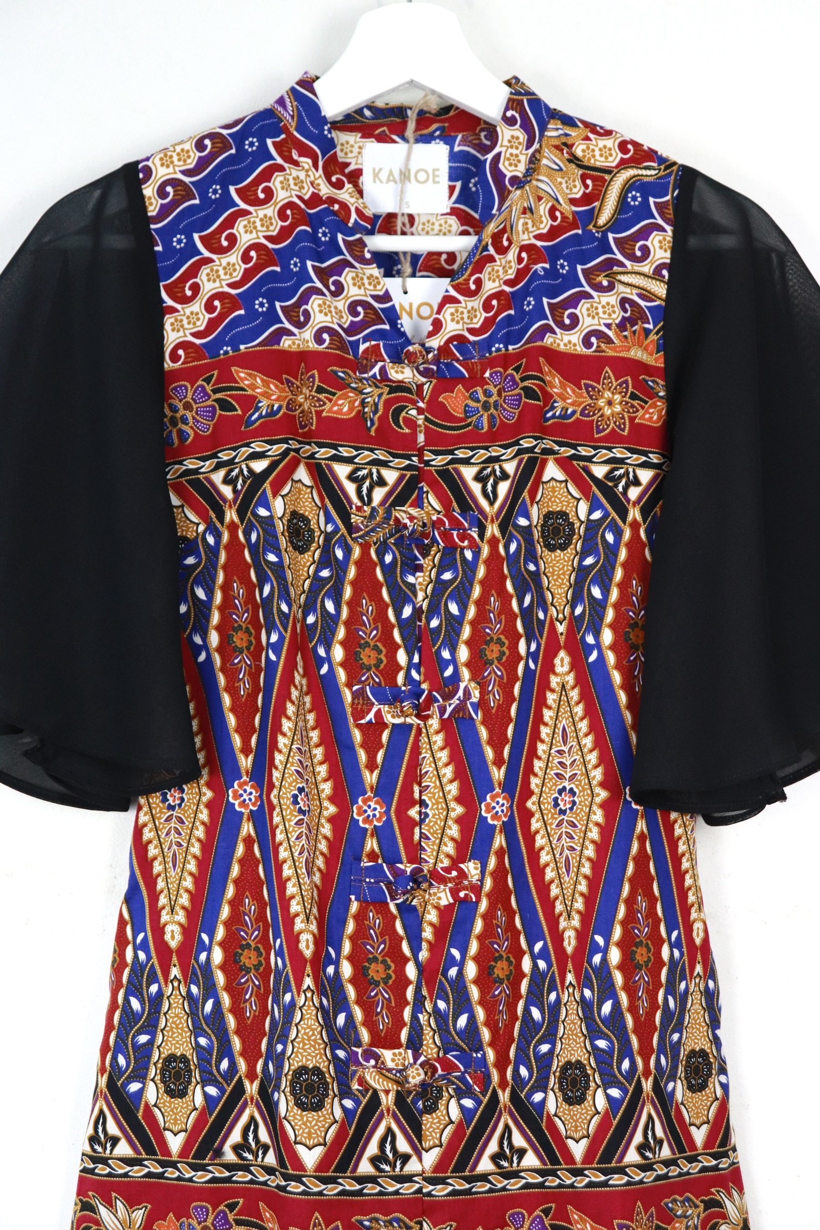 Sheer Sleeve Batik Dress - Skittles Mei