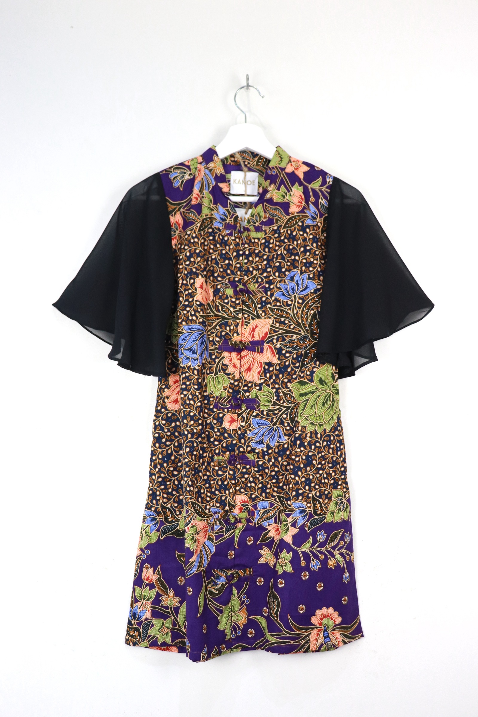 Sheer Sleeve Batik Dress - Plum Li