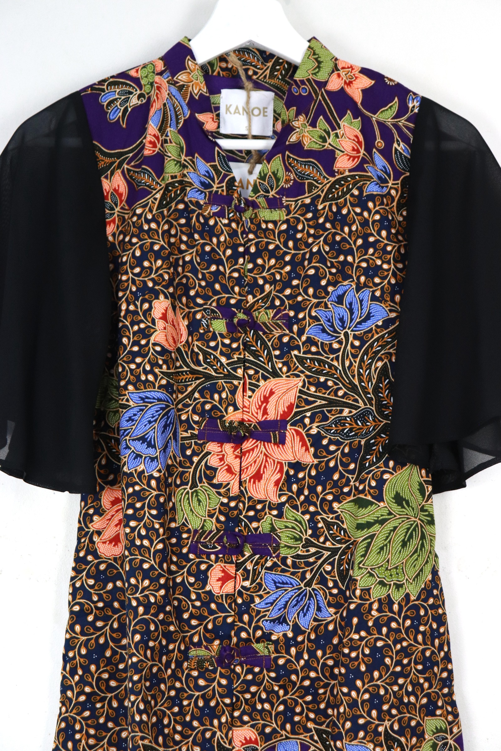 Sheer Sleeve Batik Dress - Plum Li