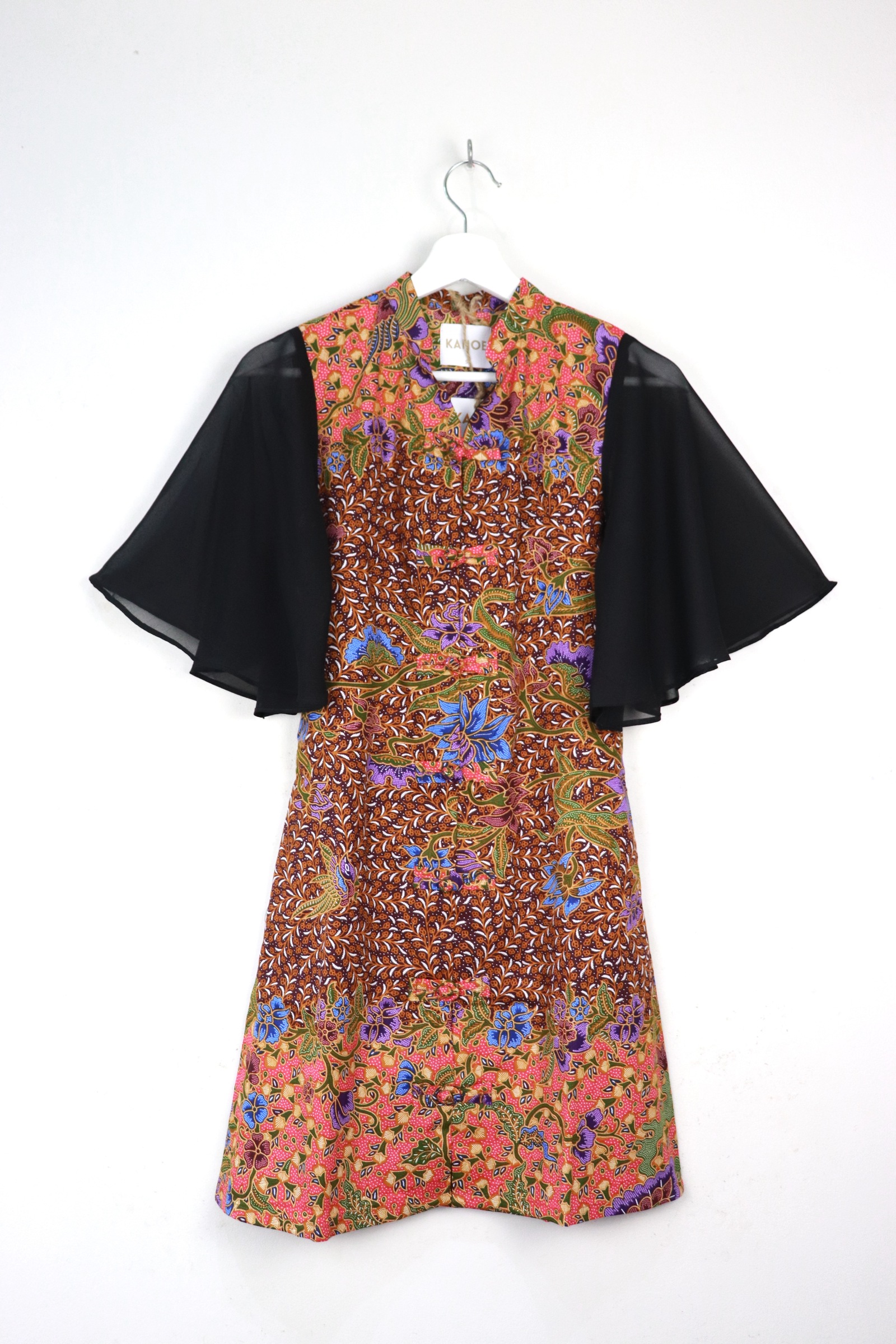 Sheer Sleeve Batik Dress - Rosebud Xin 