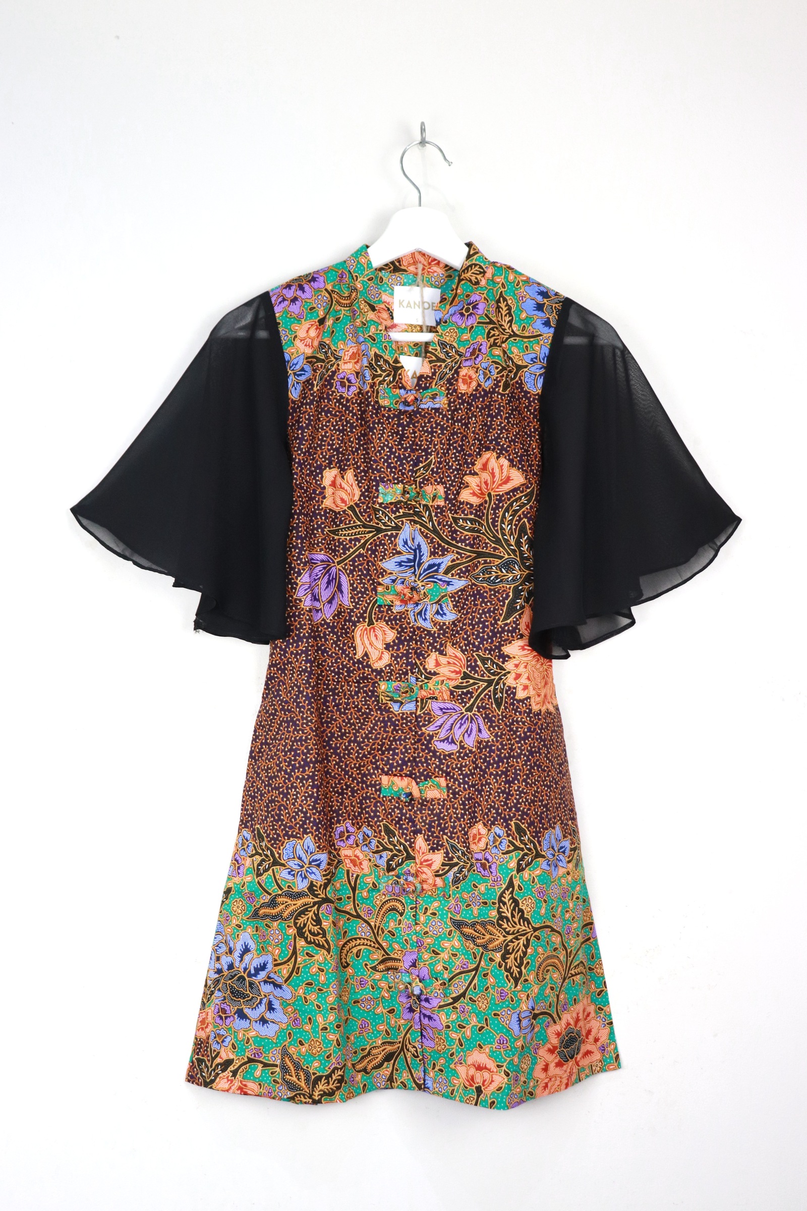 Sheer Sleeve Batik Dress - Sage Solace