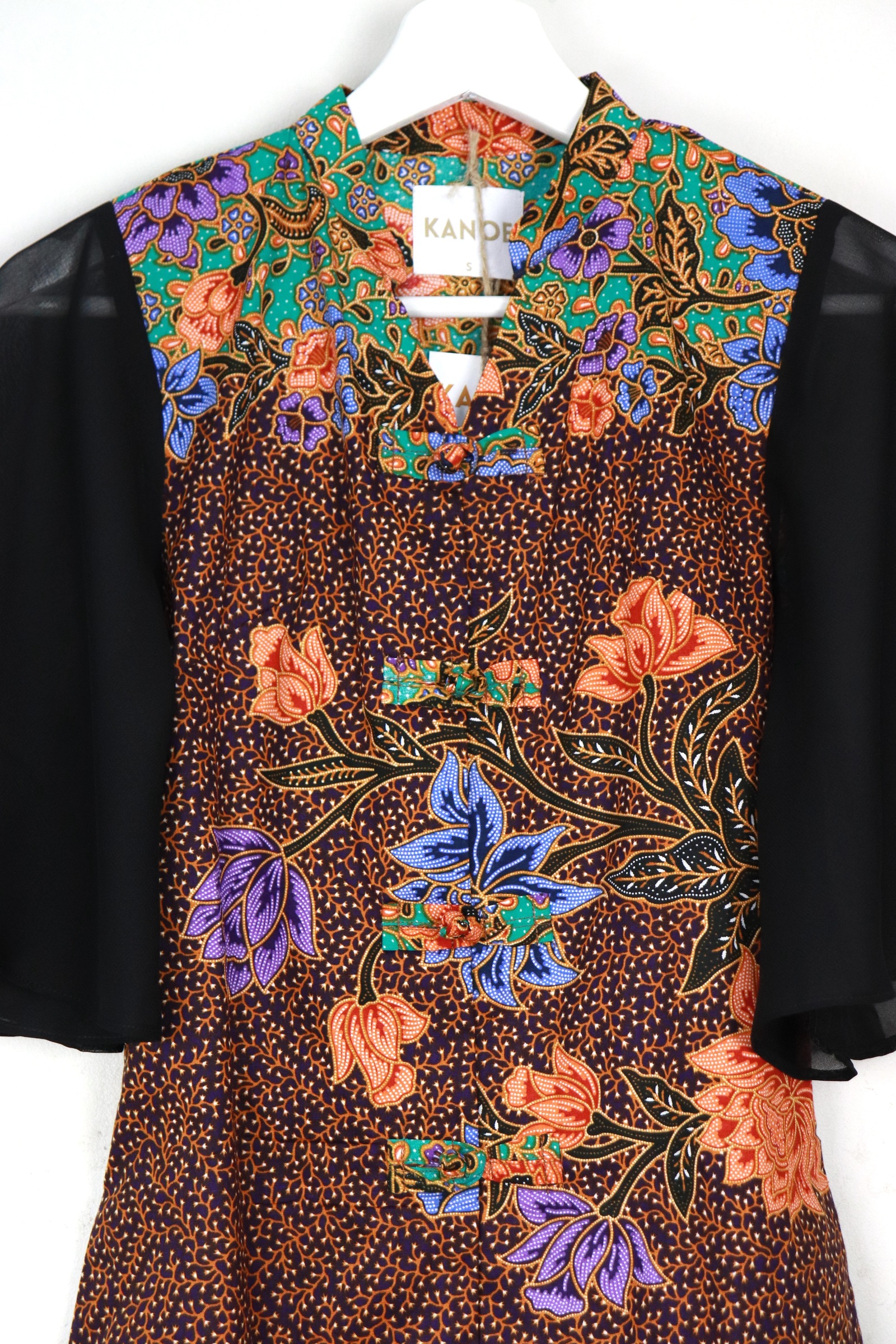Sheer Sleeve Batik Dress - Sage Solace
