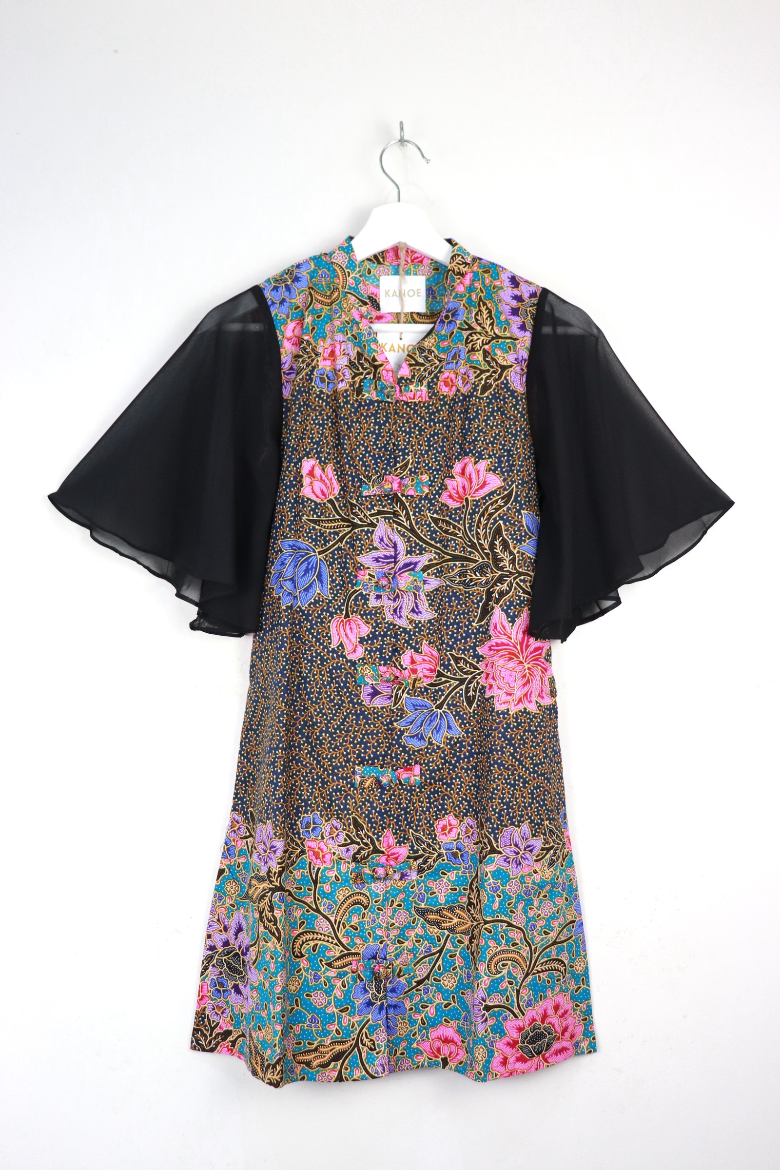 Sheer Sleeve Batik Dress -  Persian Paragon