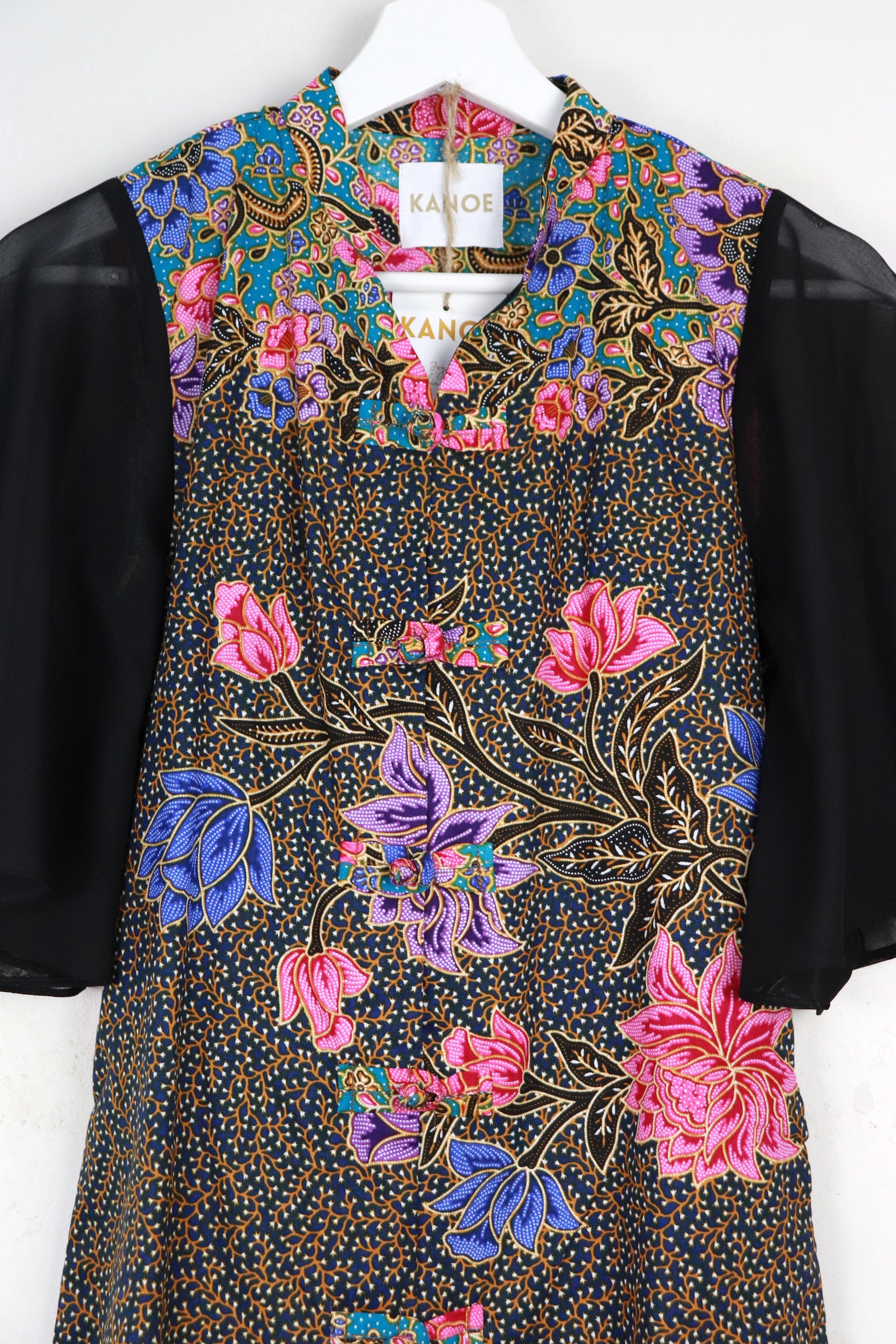 Sheer Sleeve Batik Dress -  Persian Paragon