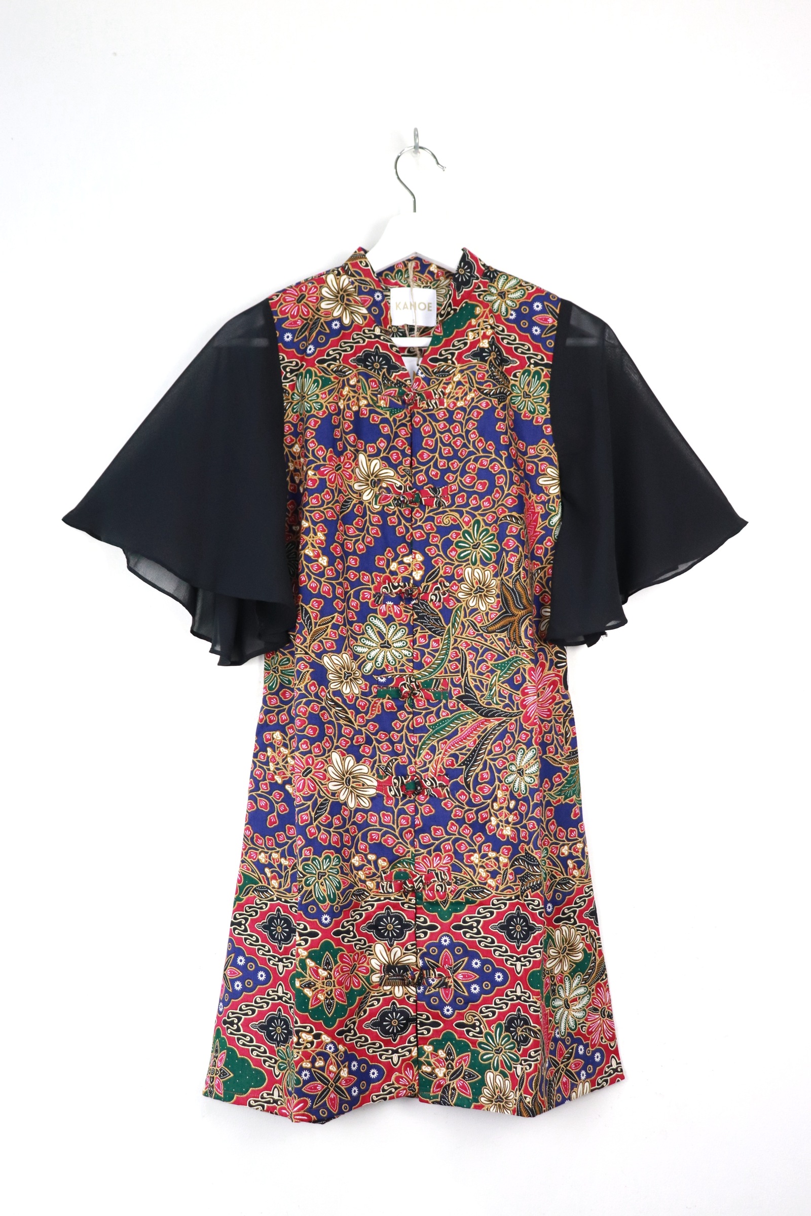 Sheer Sleeve Batik Dress - Sapphire Rui