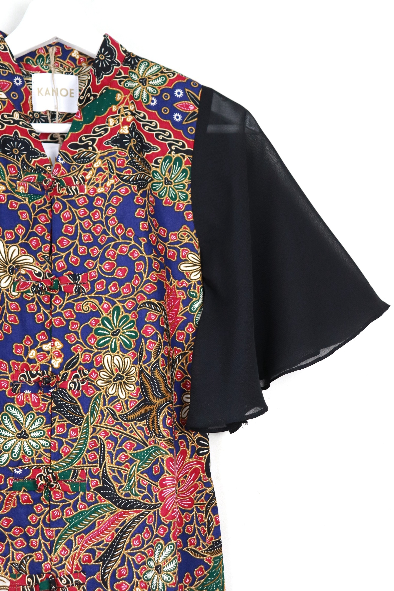 Sheer Sleeve Batik Dress - Sapphire Rui