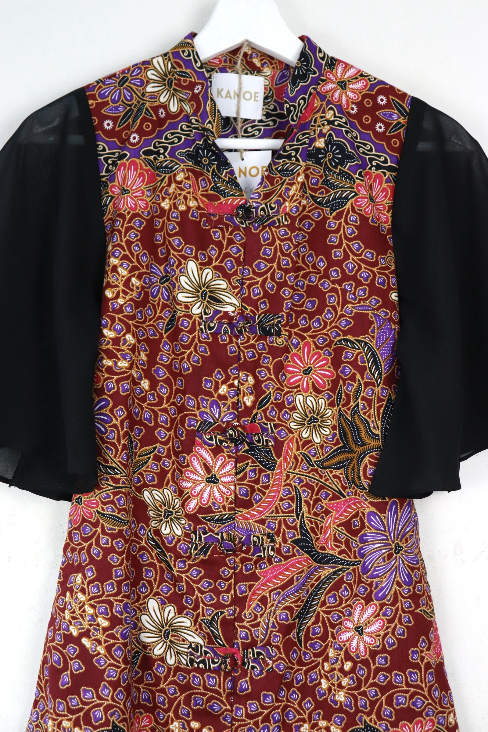 Sheer Sleeve Batik Dress - Heather Xin