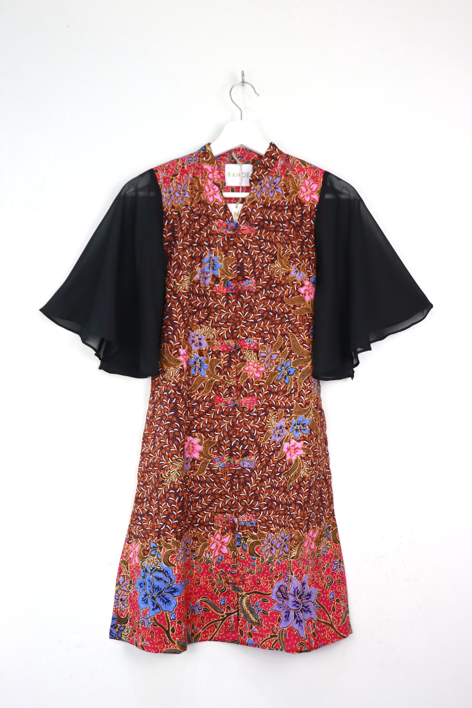  Sheer Sleeve Batik Dress - Blossom Huan