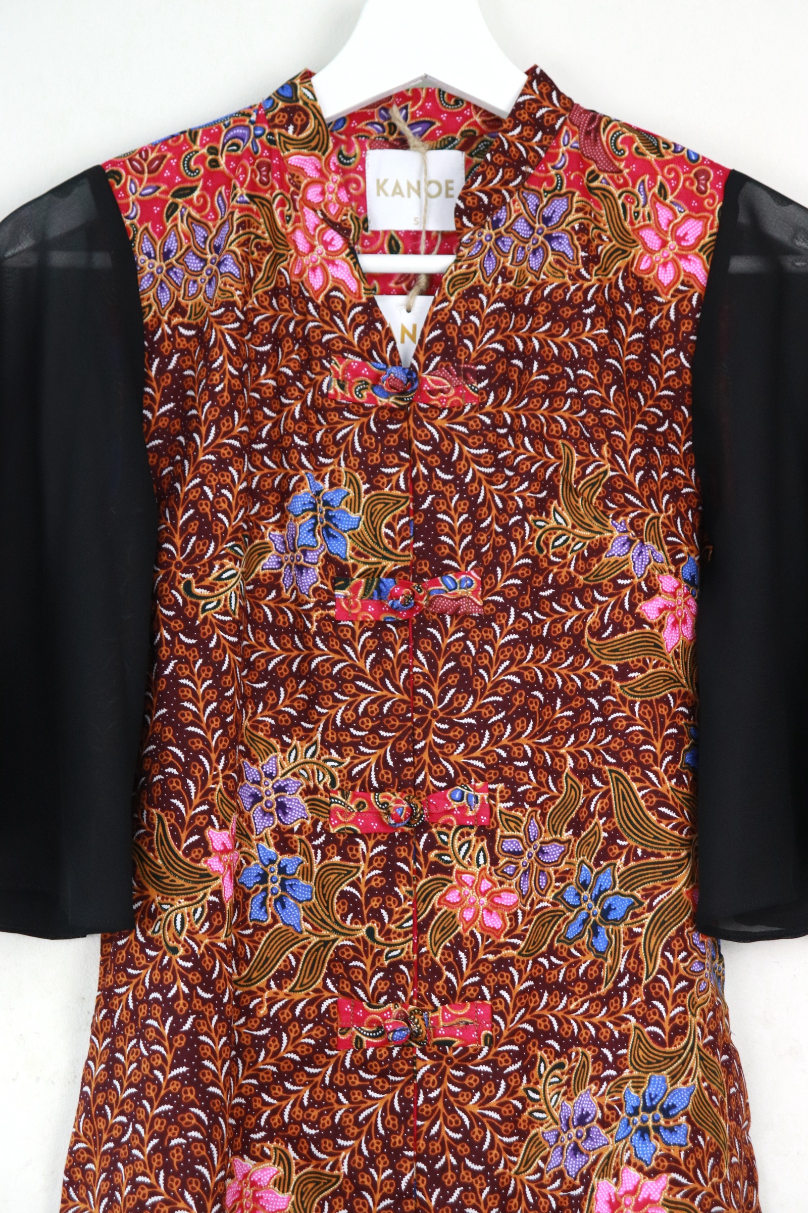  Sheer Sleeve Batik Dress - Blossom Huan