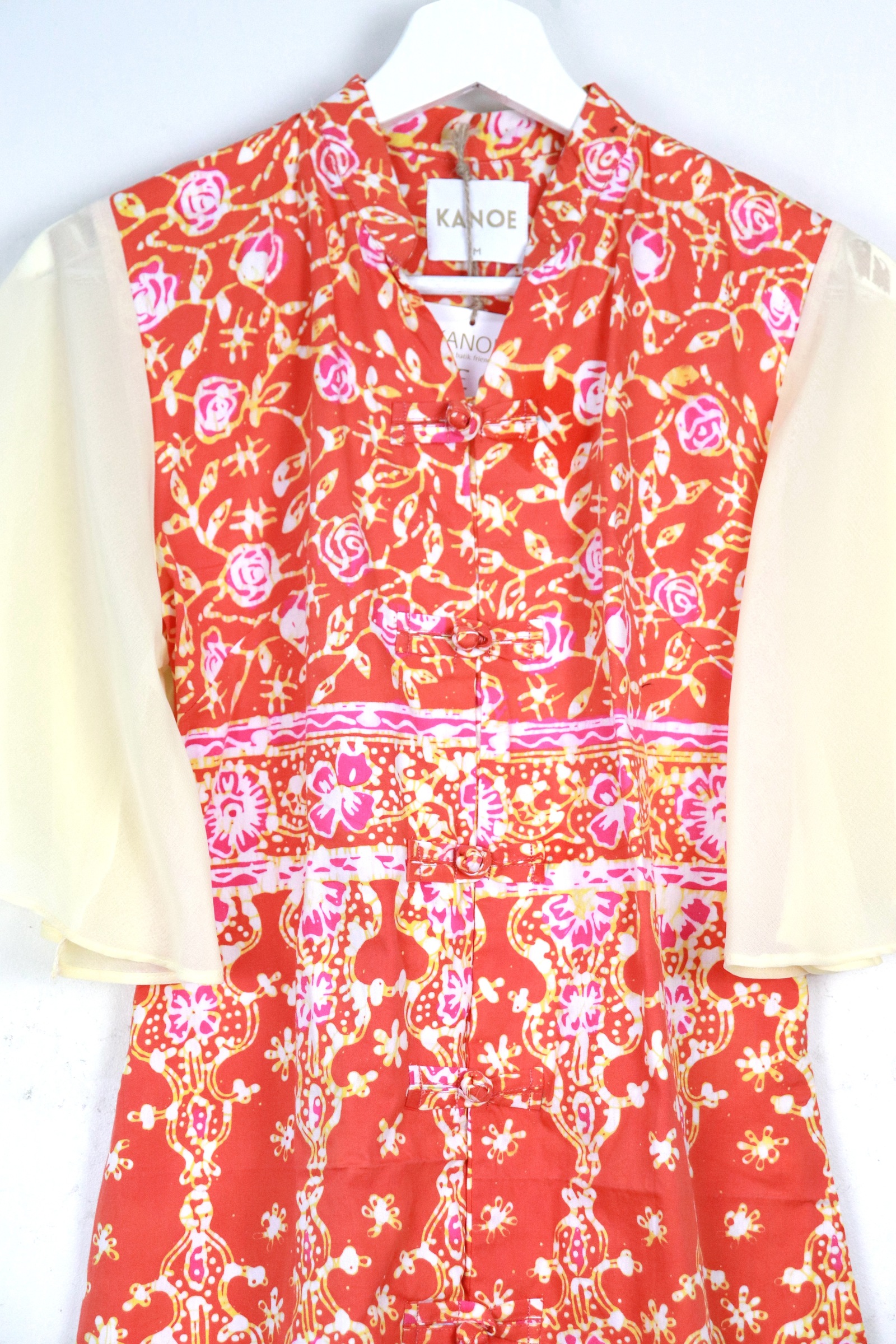 Sheer Sleeve Batik Dress - Sunlit Serenity [ Handmade ] [ M ]