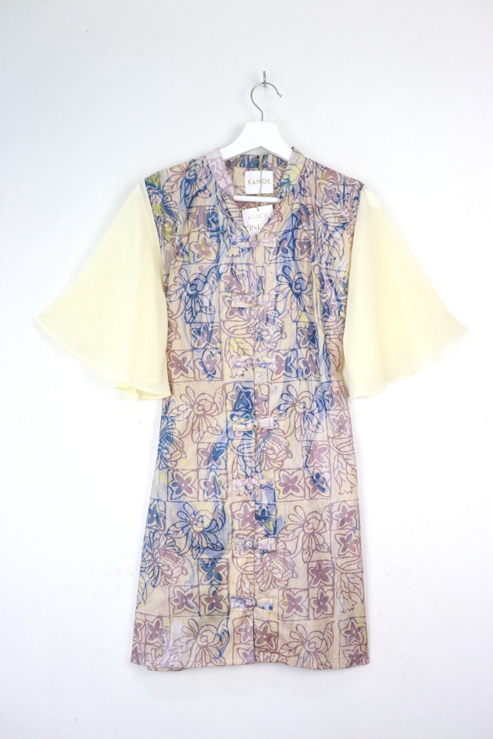 Sheer Sleeve Batik Dress - Toffee Xin [ Handmade ] [ L ]
