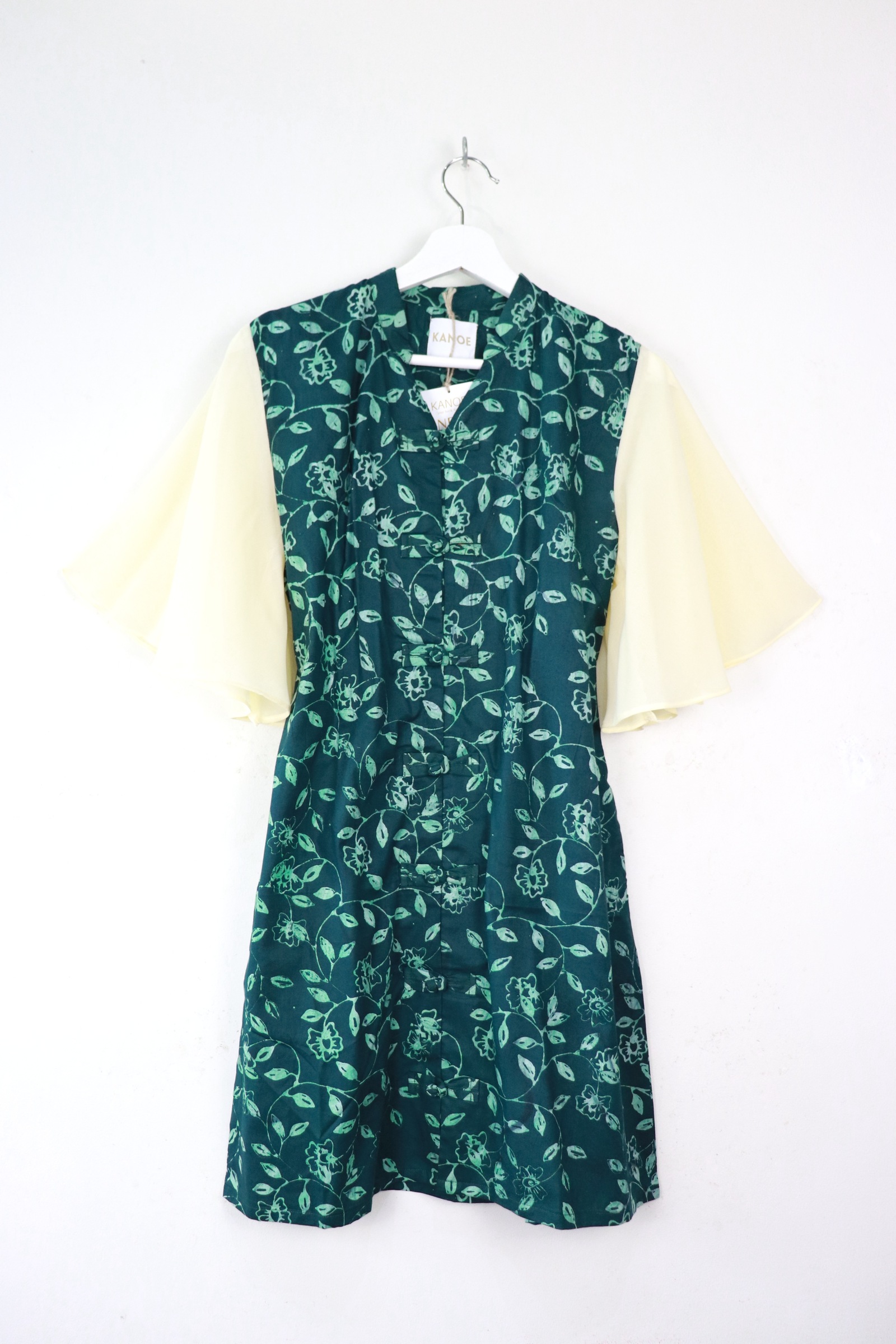  Sheer Sleeve Batik Dress - Mint Zhen [ Handmade ] [ L ]