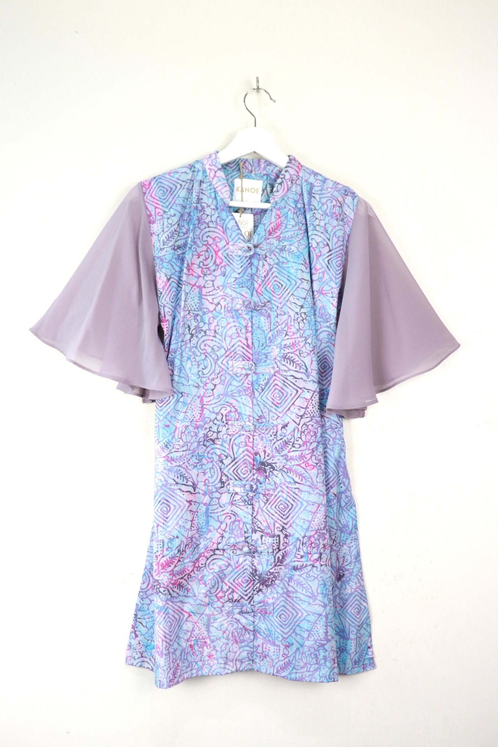 Sheer Sleeve Batik Dress - Celestial [ Handmade ]