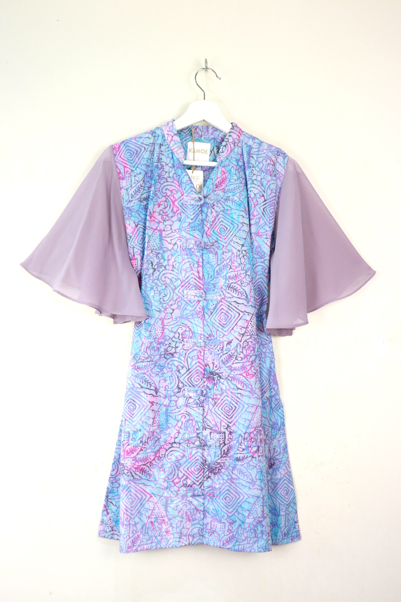 Sheer Sleeve Batik Dress - Celestial [ Handmade ]