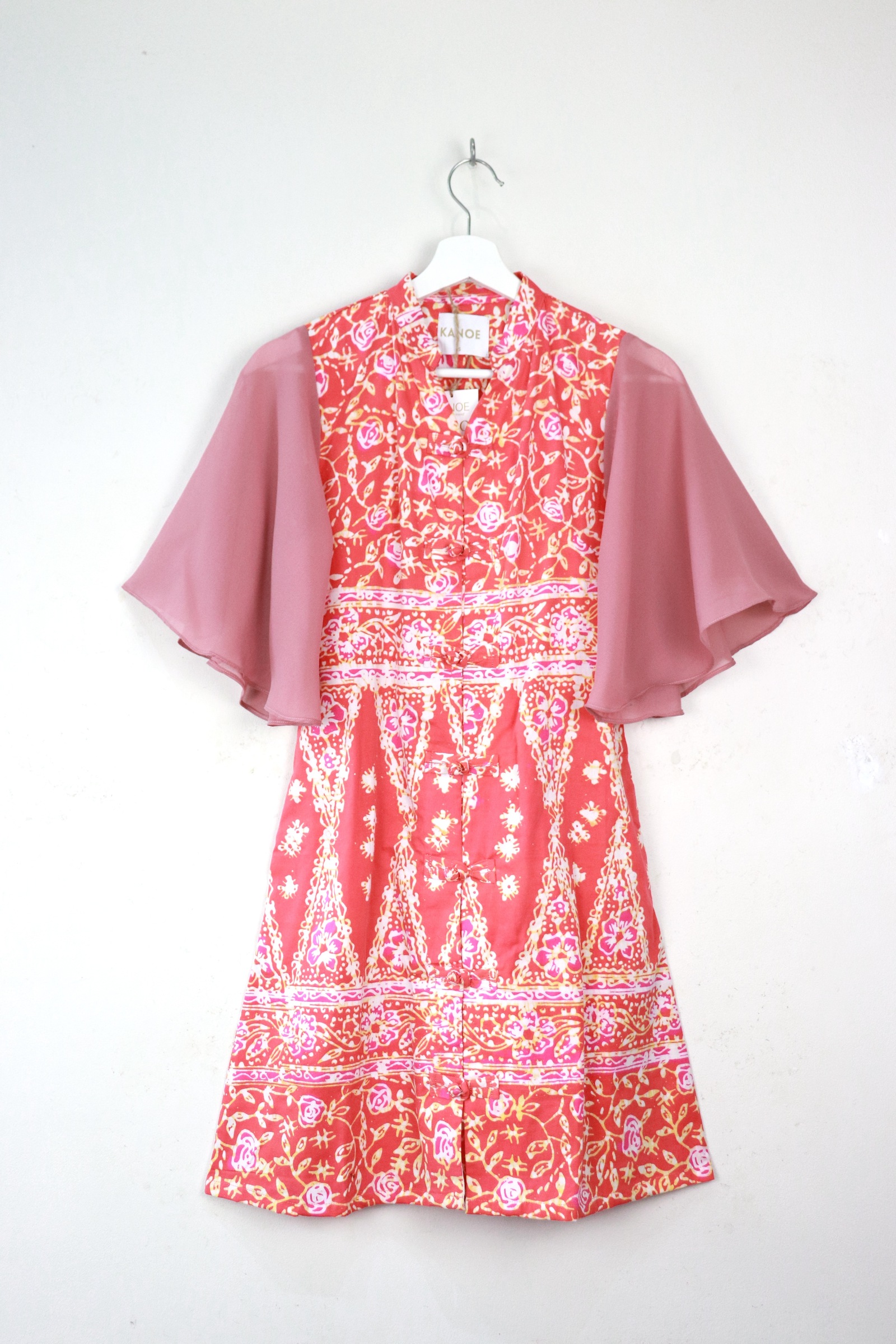 Sheer Sleeve Batik Dress - Rosie Lan [ Handmade ] [ S ]