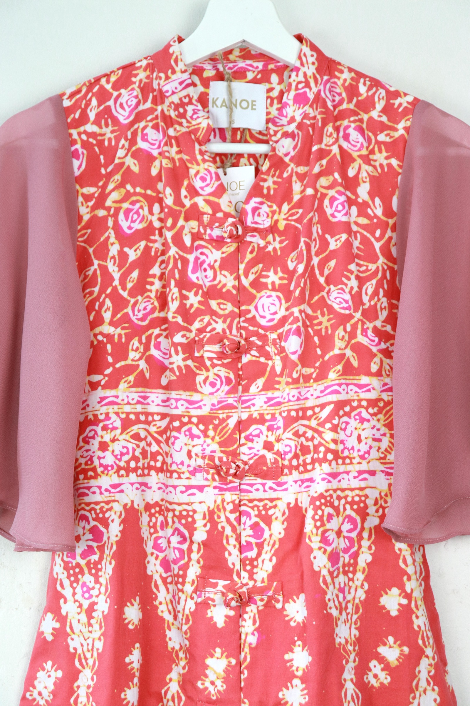 Sheer Sleeve Batik Dress - Rosie Lan [ Handmade ] [ S ]