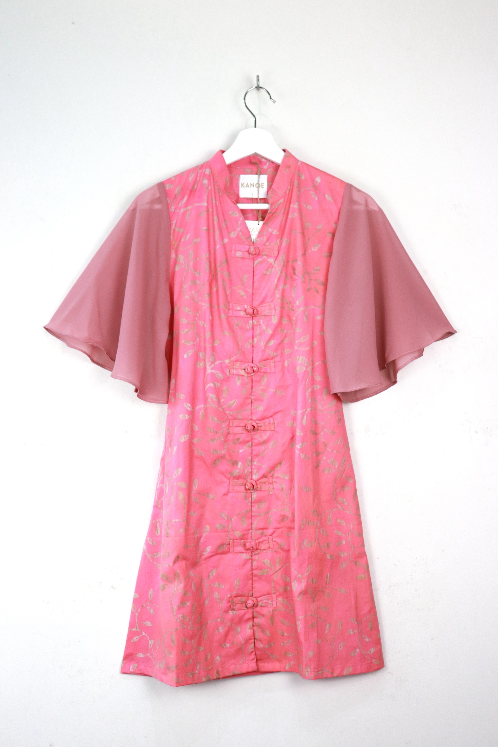 Sheer Sleeve Batik Dress - Pink Prestige [ Handmade ] 