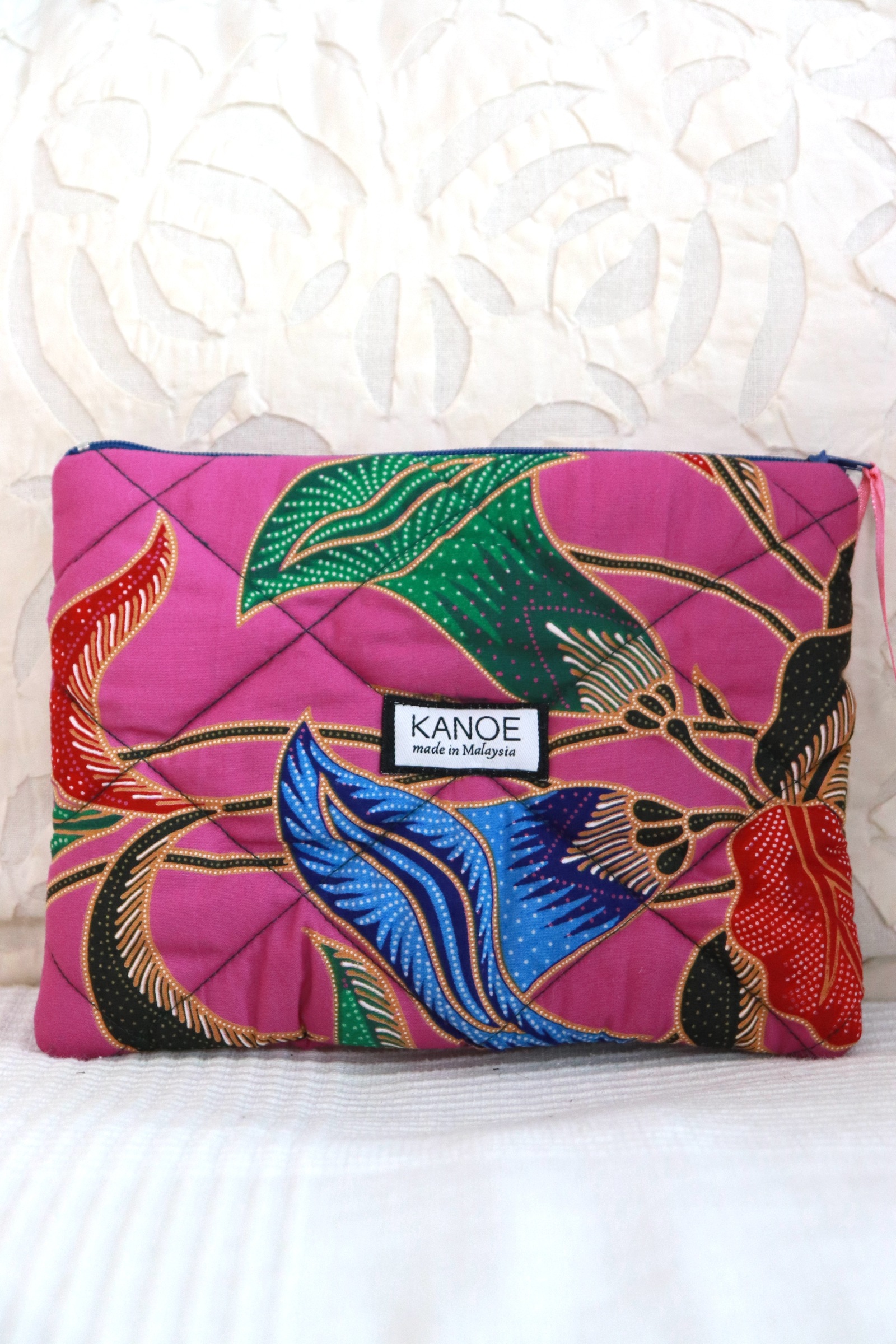 Quilted Batik Pouch - Lavender Lush