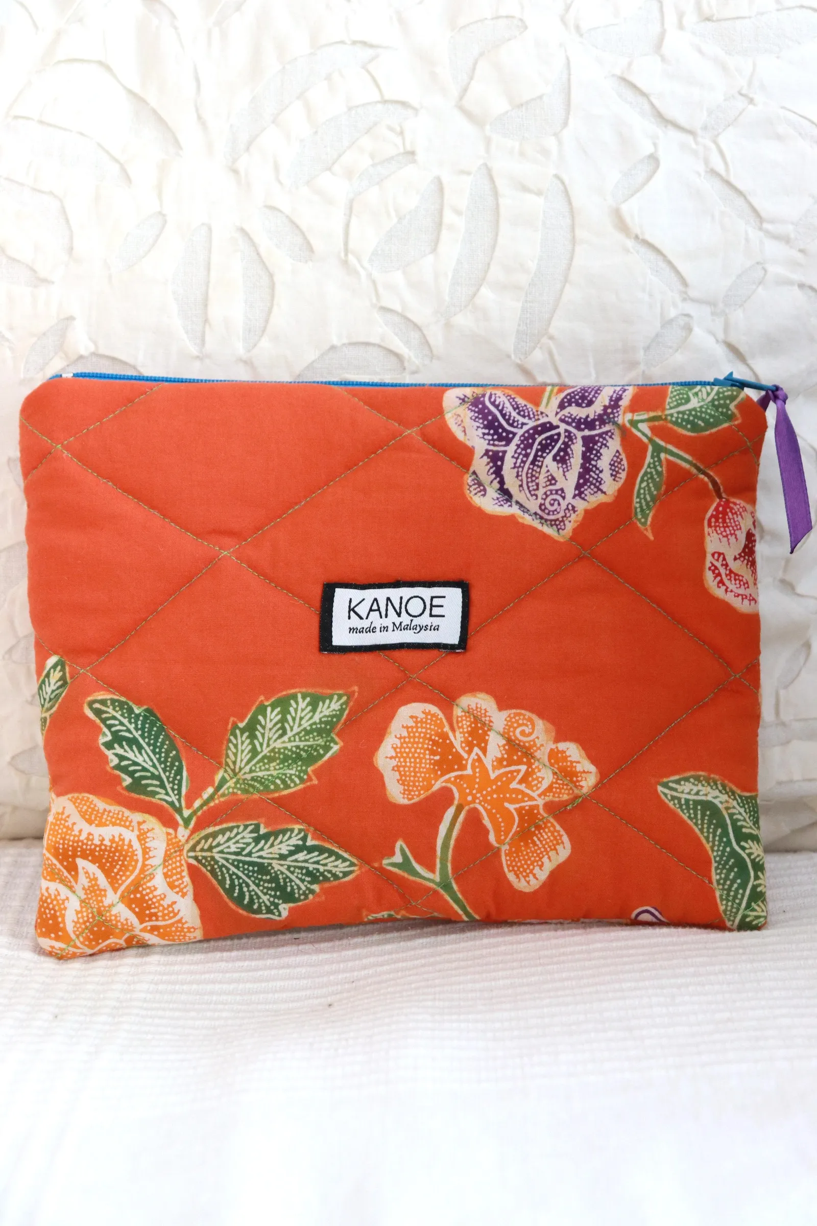Quilted Batik Pouch - Flora Fizz [ Handmade ]