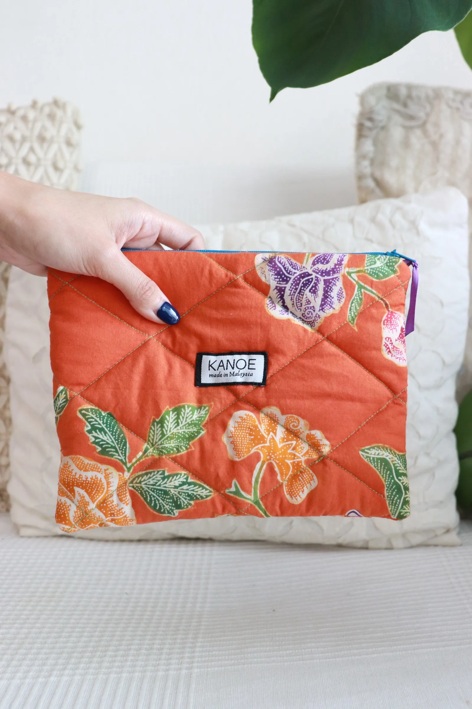 Quilted Batik Pouch - Flora Fizz [ Handmade ]