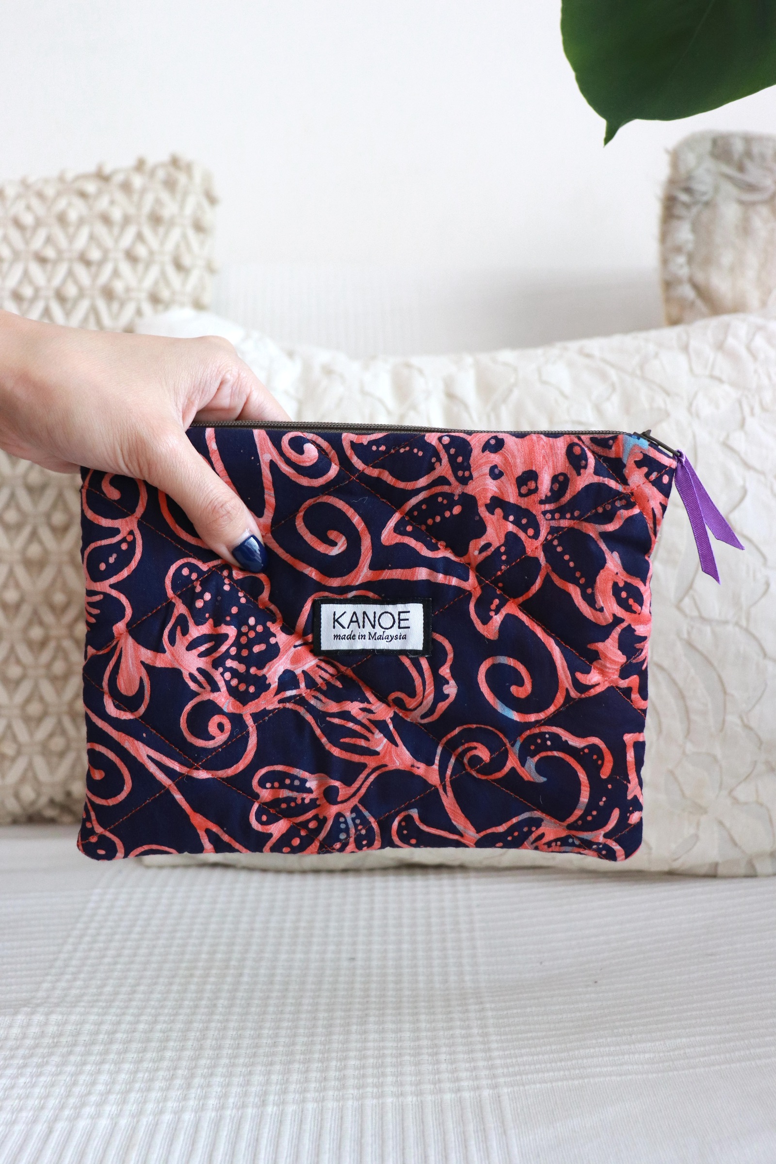 Quilted Batik Pouch - DrizzleBerry [ Handmade ]