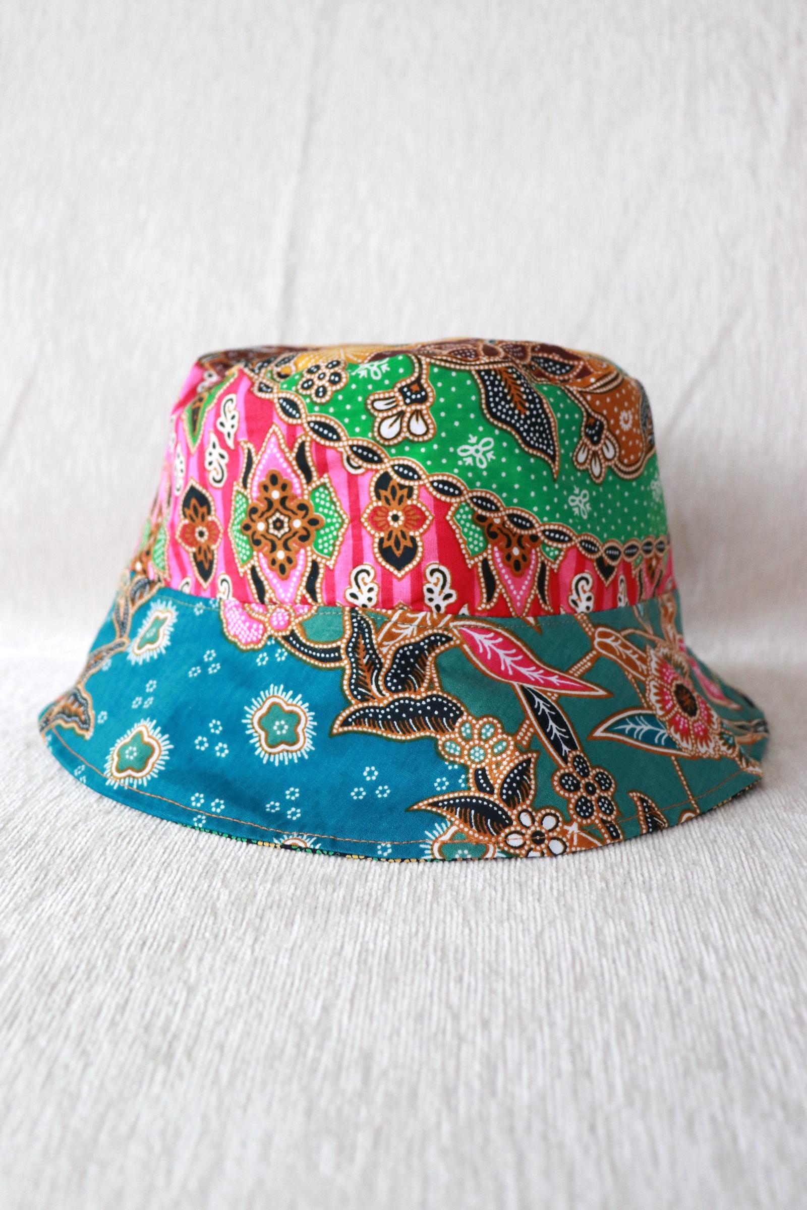  Patchwork Batik Bucket Hat Short Brim - FizzyDream