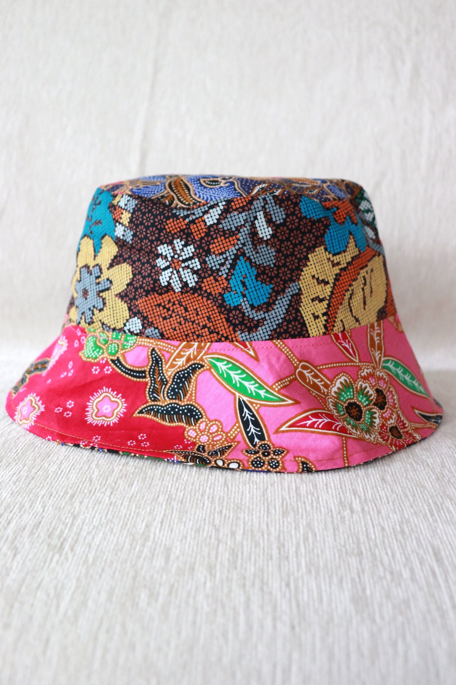  Patchwork Batik Bucket Hat Short Brim - NeonSizzle