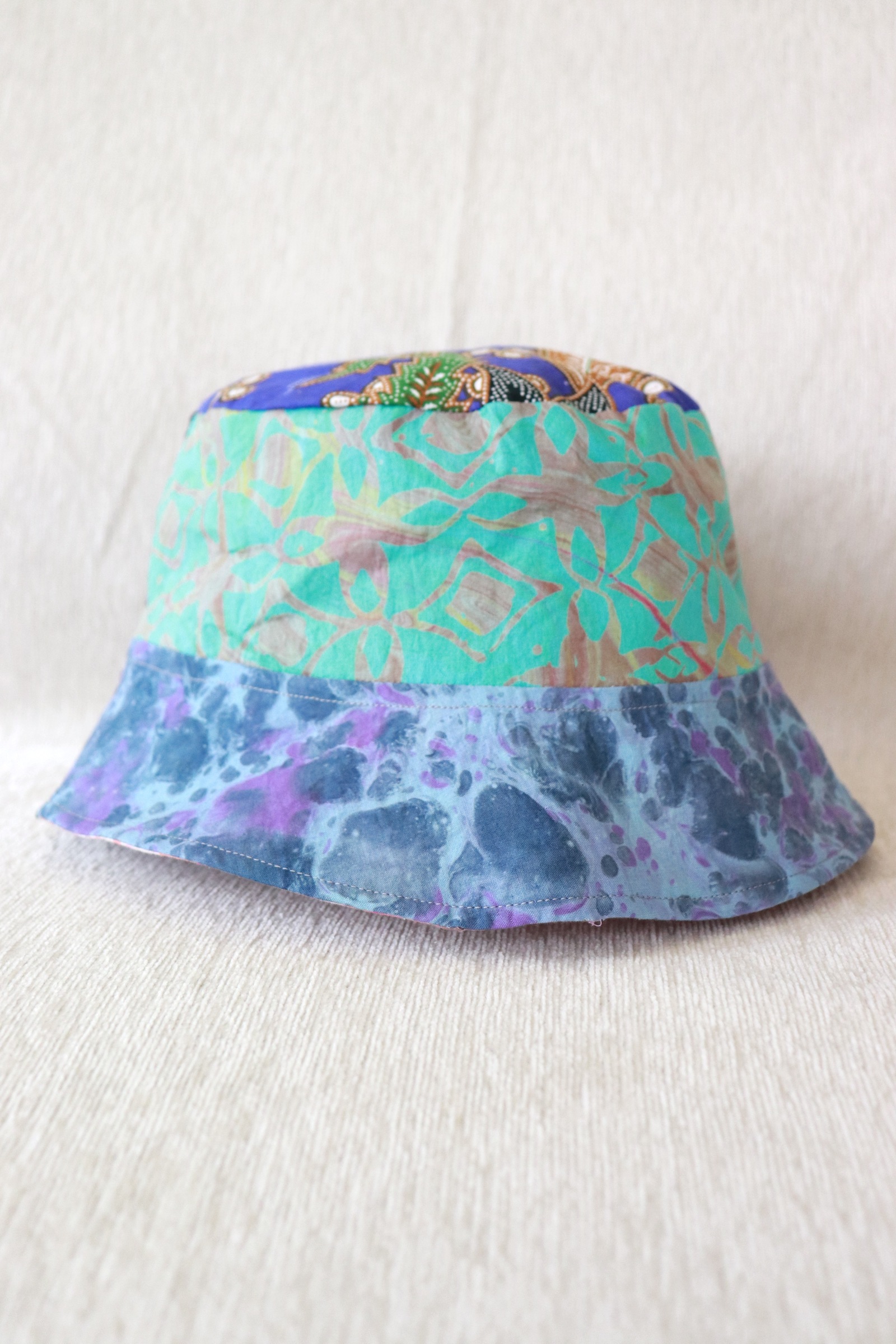 Patchwork Batik Bucket Hat Short Brim - BreezePop  [ Handmade ]