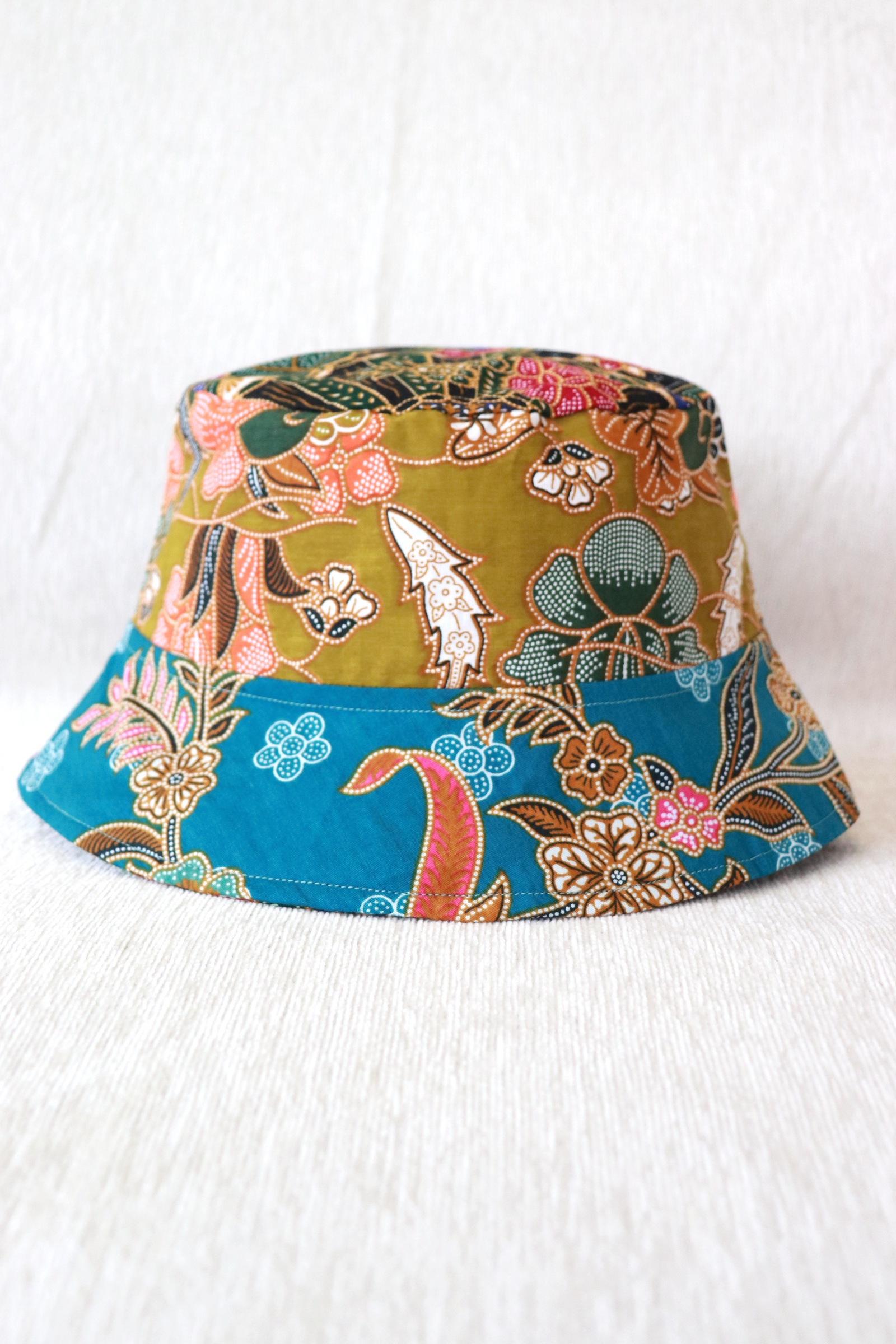  Patchwork Batik Bucket Hat Short Brim - CosmicPop