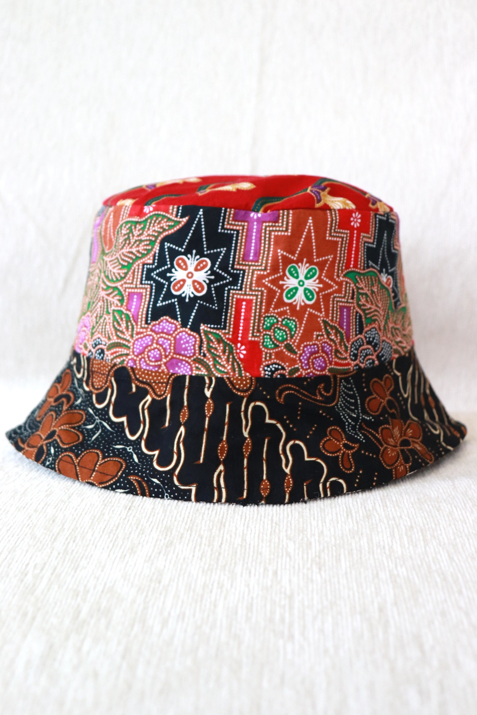  Patchwork Batik Bucket Hat Short Brim - RubyTwist