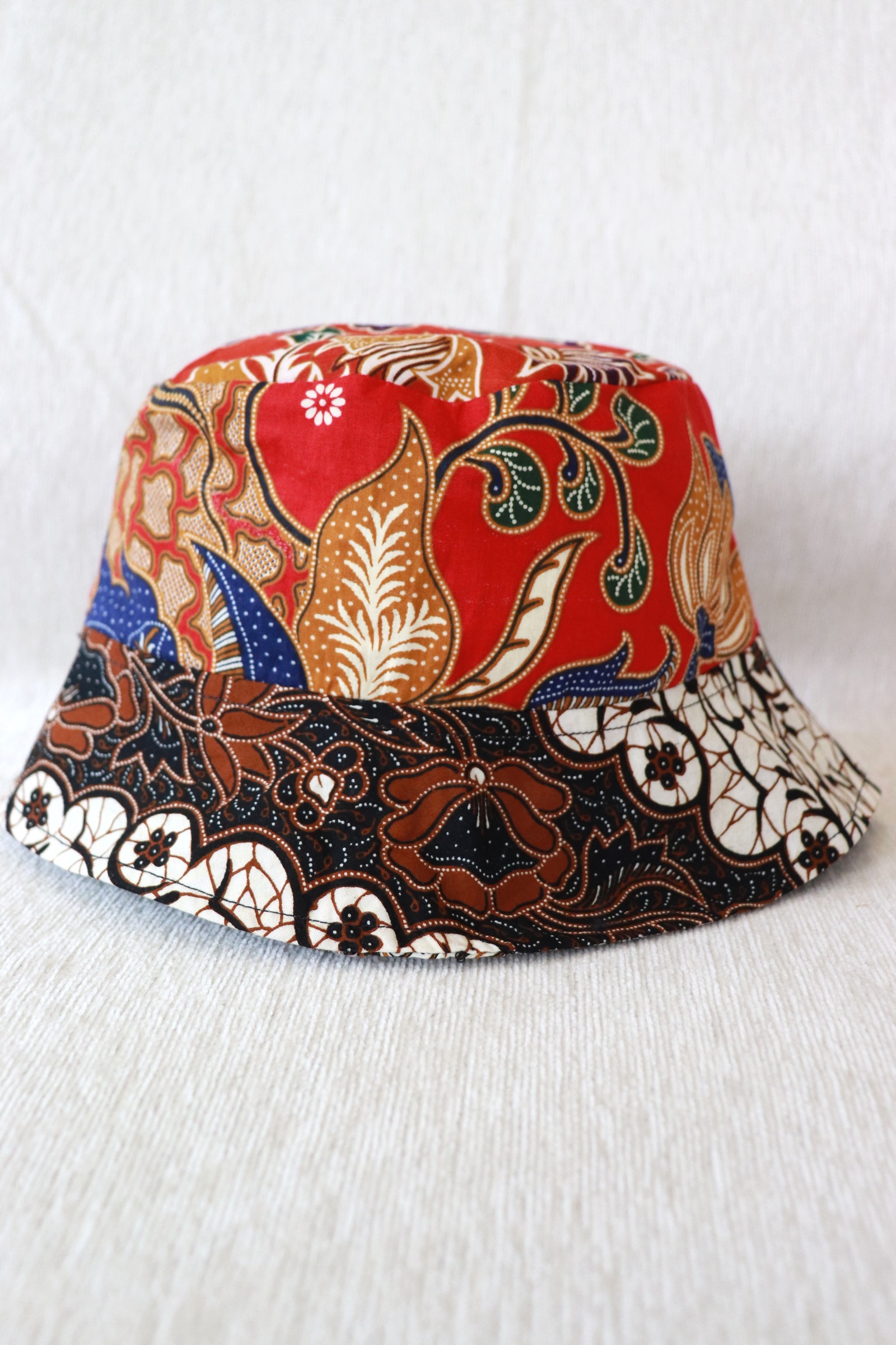  Patchwork Batik Bucket Hat Short Brim - CrimsonPop