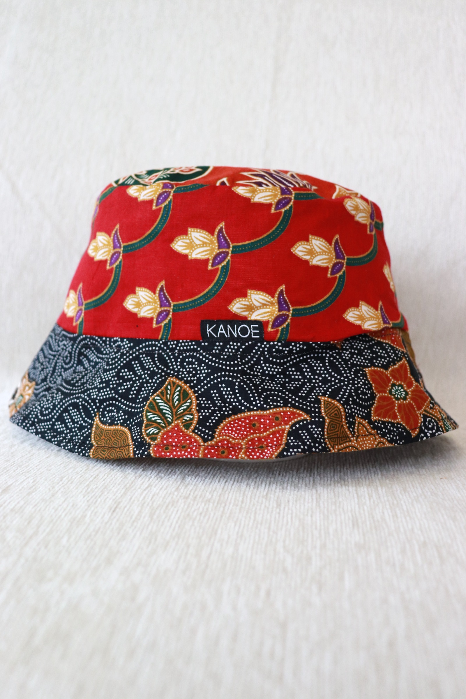  Patchwork Batik Bucket Hat Short Brim - CrimsonPop