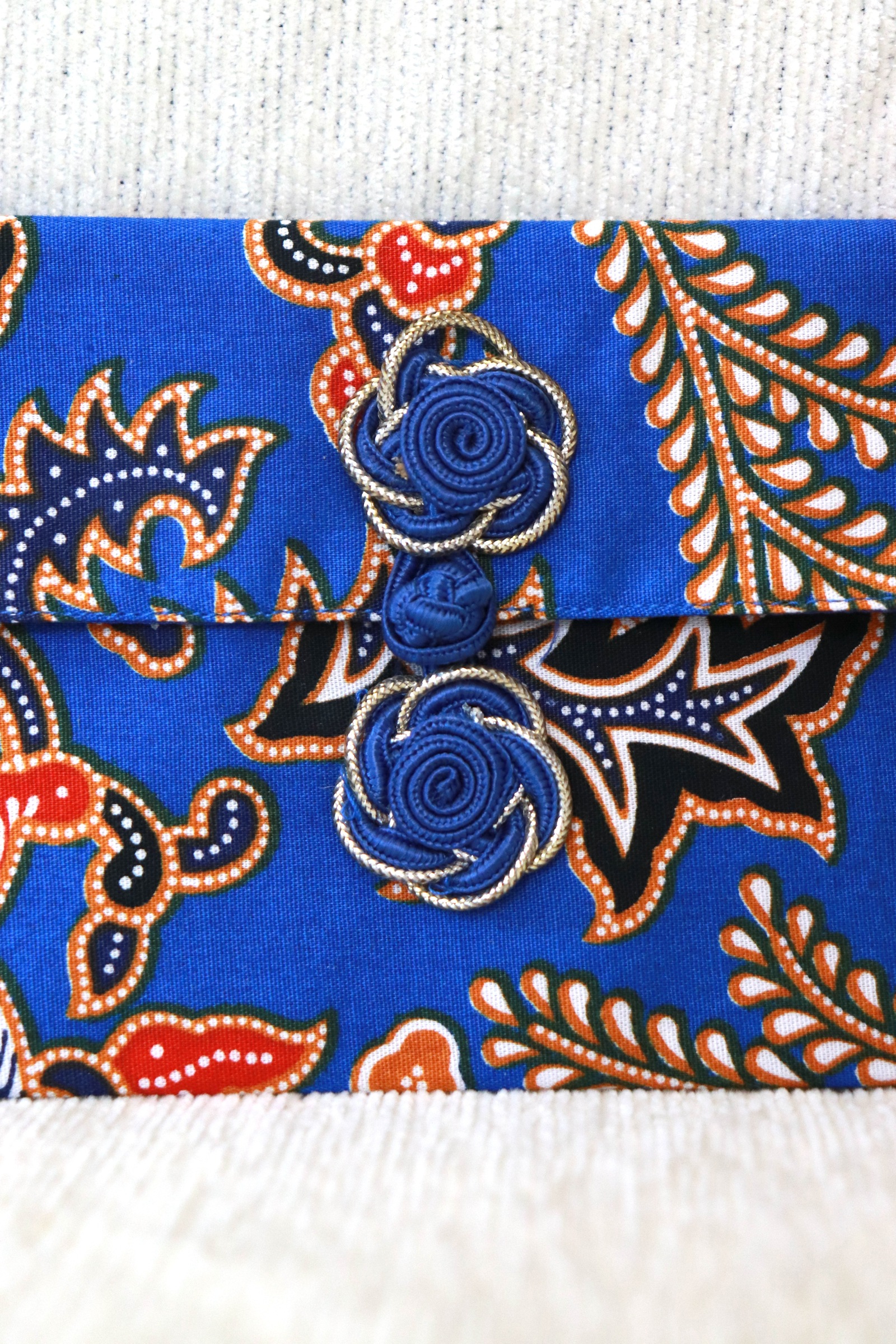  Batik Envelope w/ Chinese Clasp - NavyRose Tian