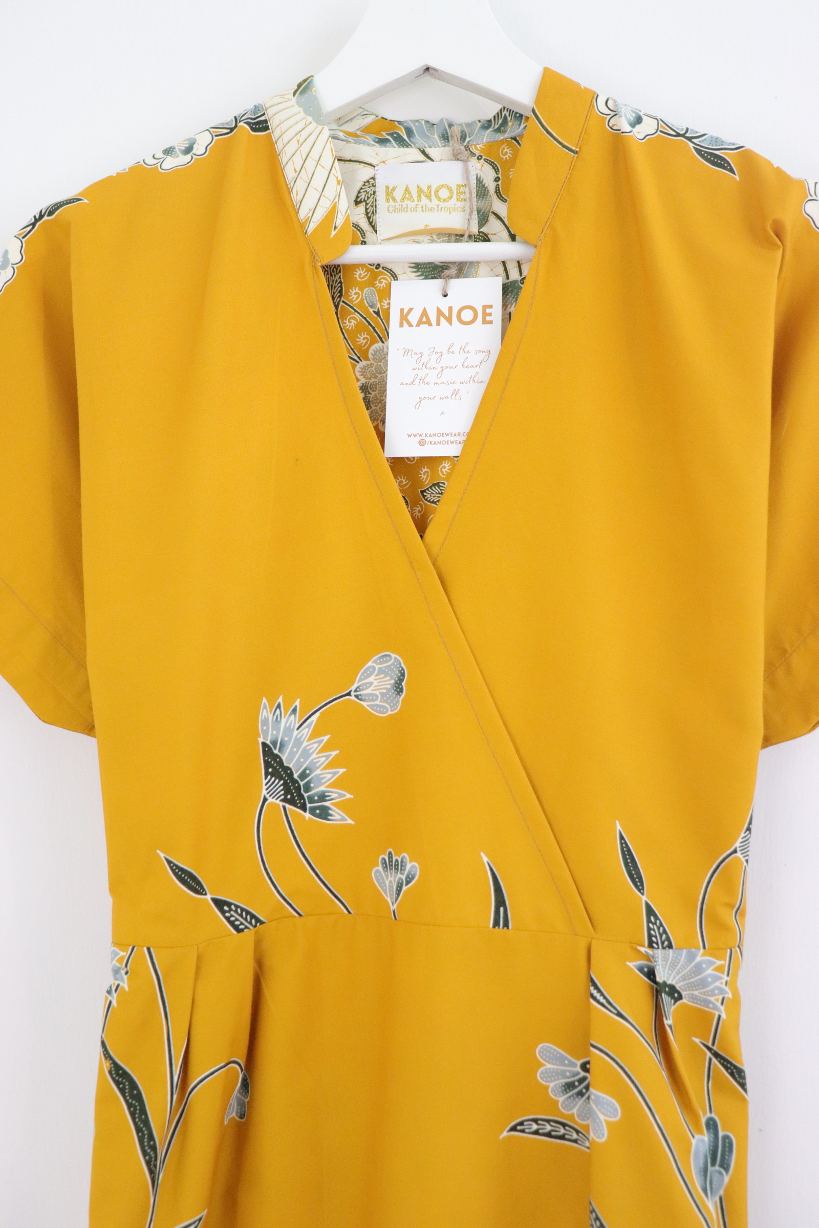 Kimono Wrap Dress w/ Mandarin Collar - Blooming Aura 