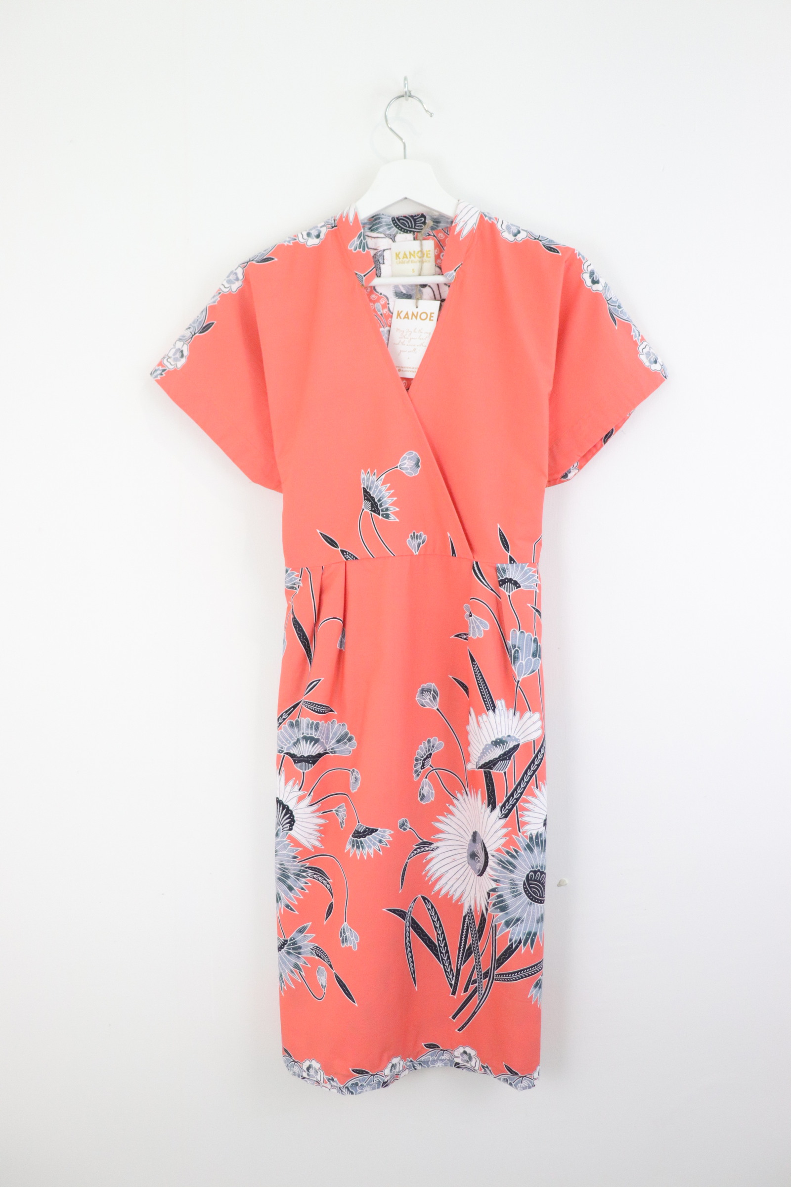 Kimono Wrap Dress w/ Mandarin Collar - Peach Serenity 