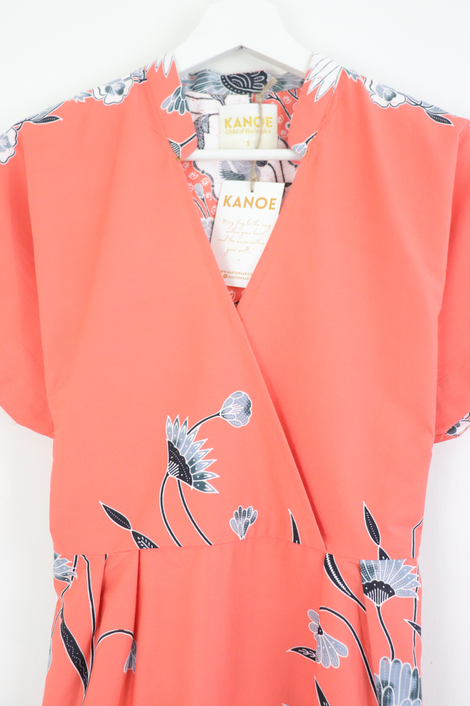 Kimono Wrap Dress w/ Mandarin Collar - Peach Serenity 