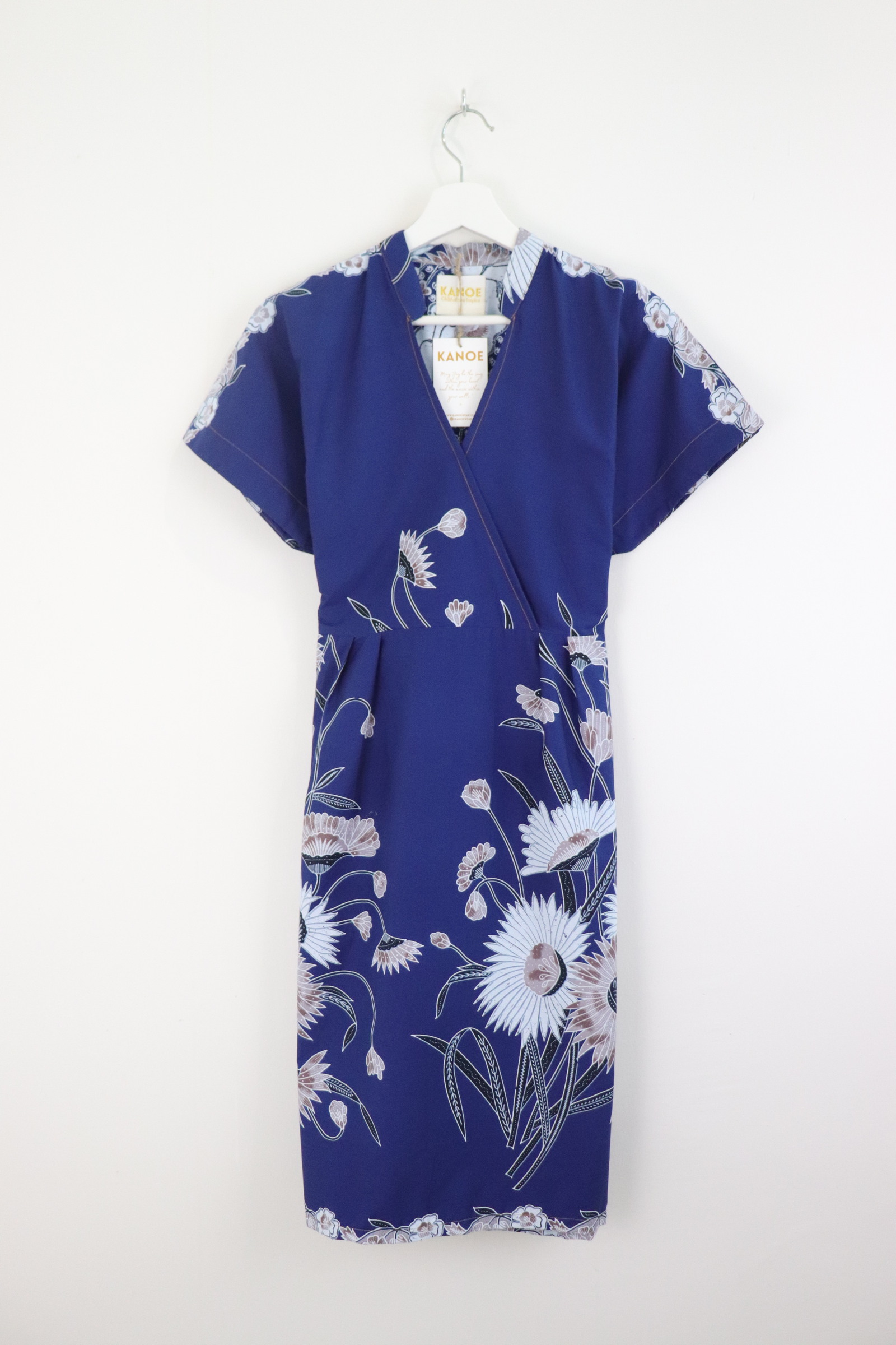 Kimono Wrap Dress w/ Mandarin Collar - Thunder Dew