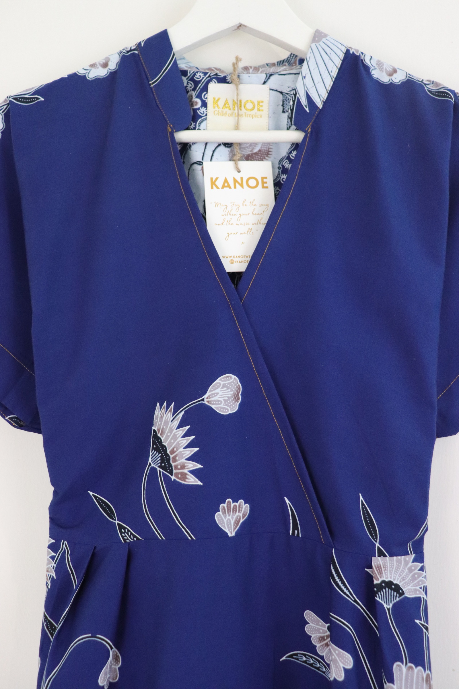 Kimono Wrap Dress w/ Mandarin Collar - Thunder Dew