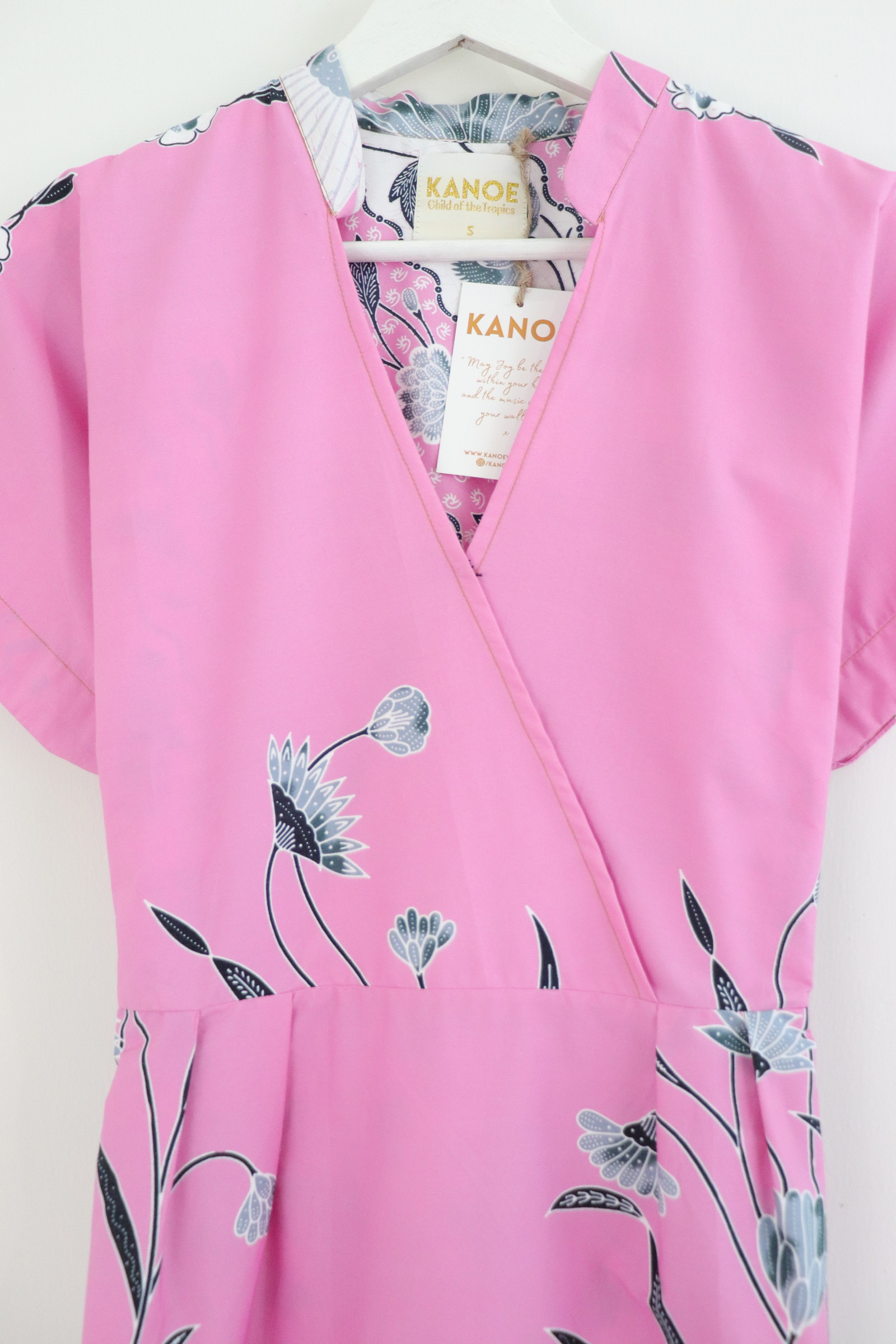 Kimono Wrap Dress w/ Mandarin Collar - Celestial Blossom 